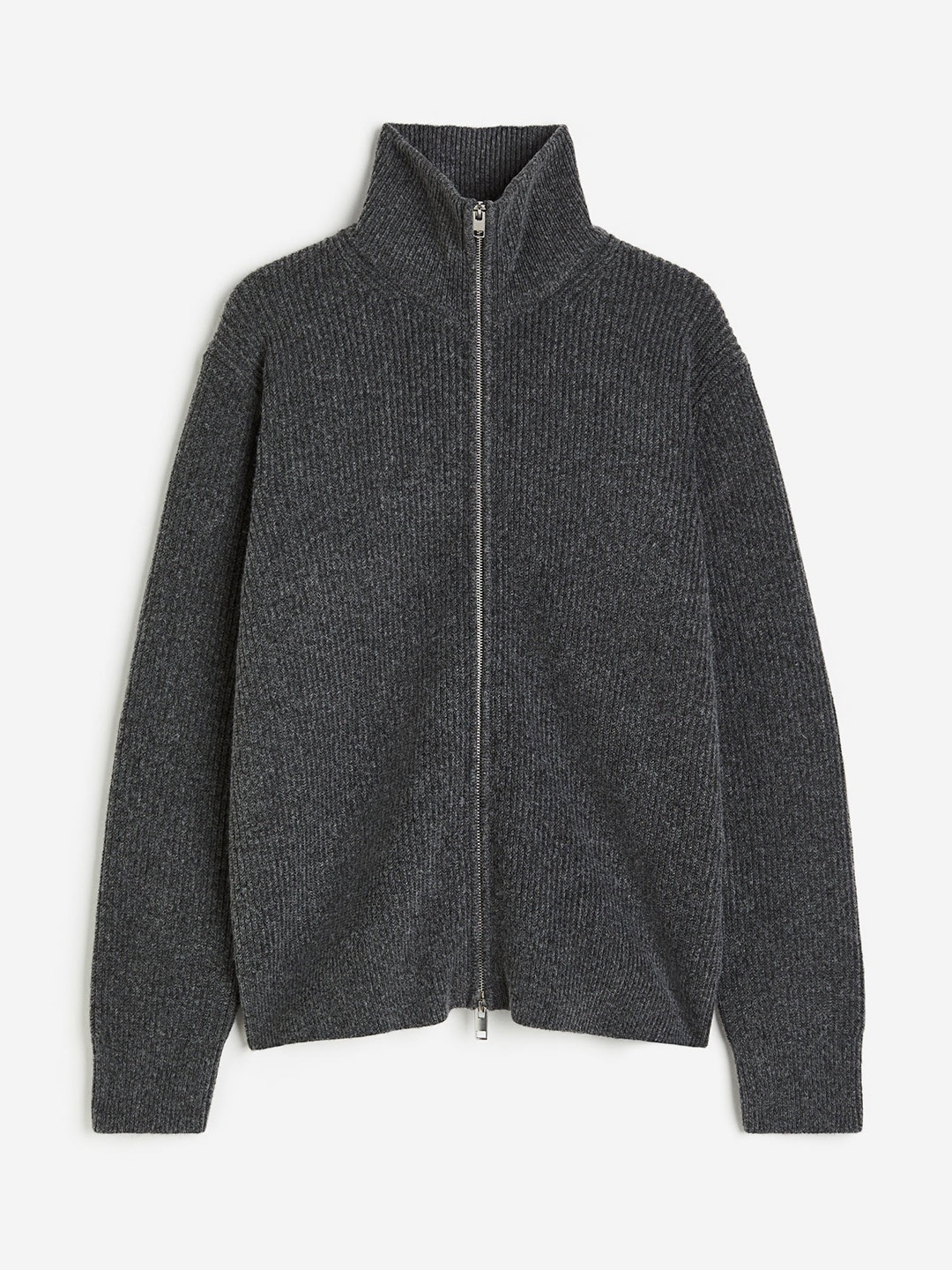 

H&M Regular Fit Cable-Knit Cardigan, Grey