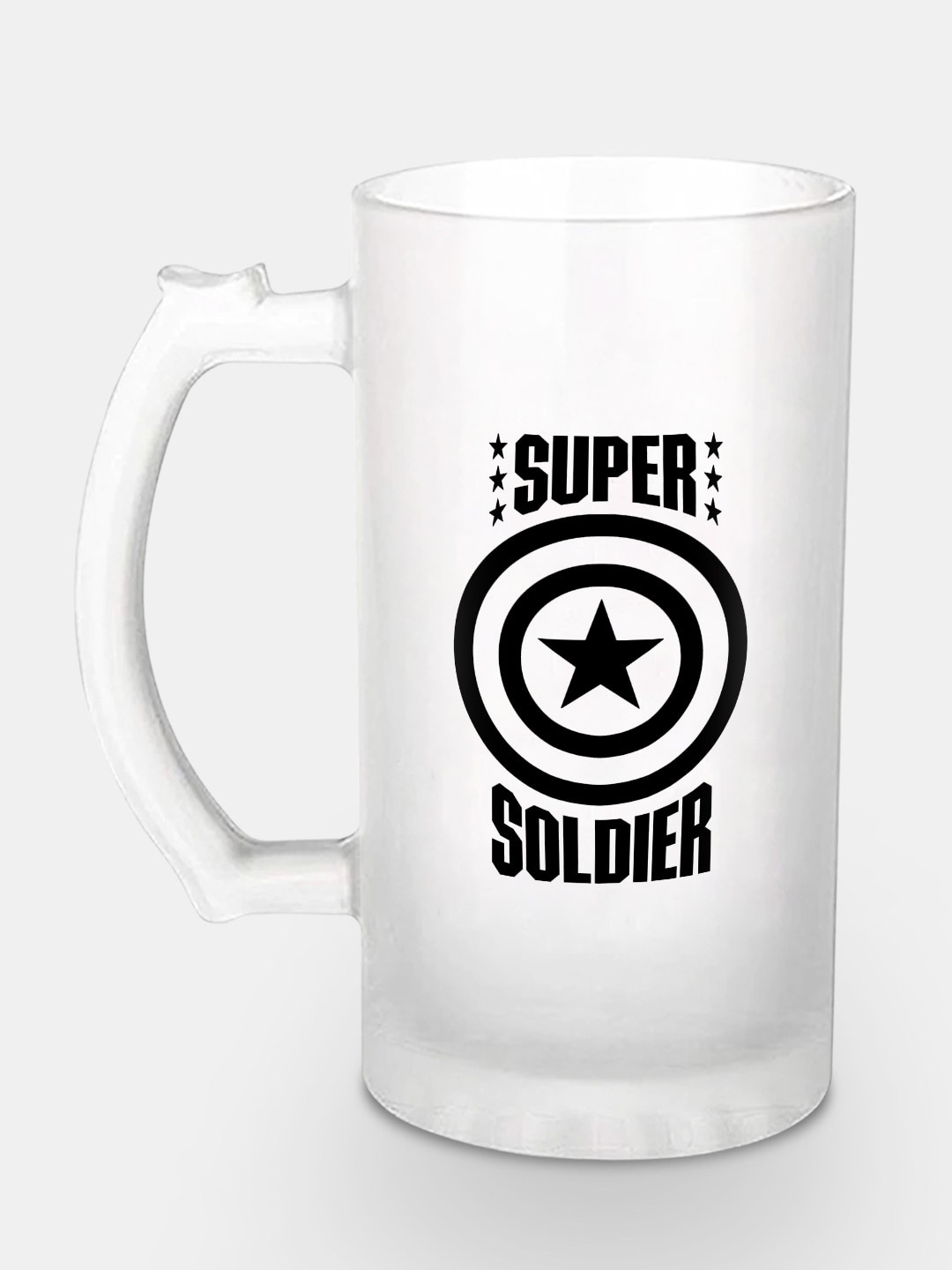 

macmerise Marvel Transparent & Black Printed Glass Matte Mugs 475 ml