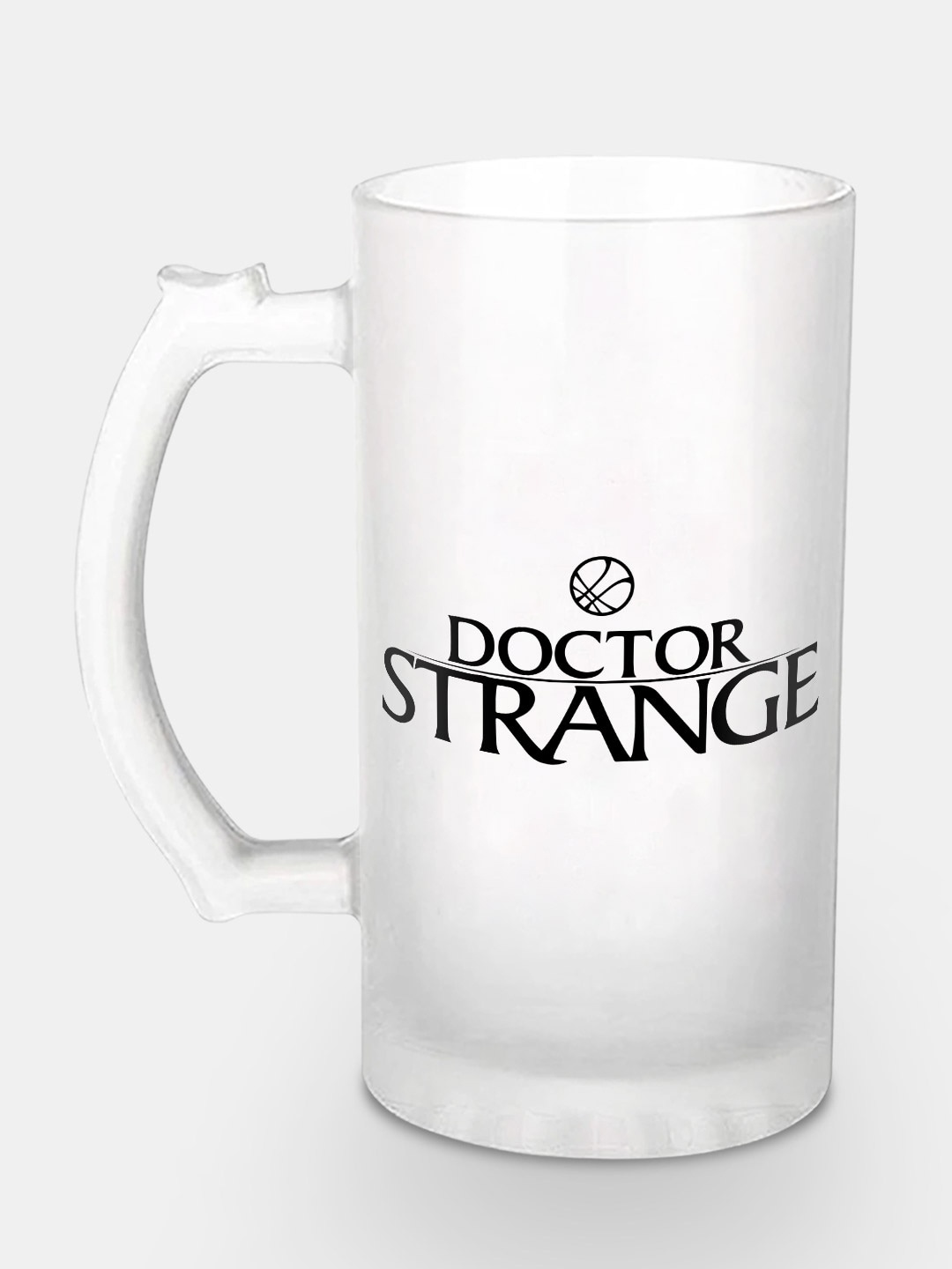 

macmerise Marvel Transparent & Black Printed Glass Matte Mugs 475 ml