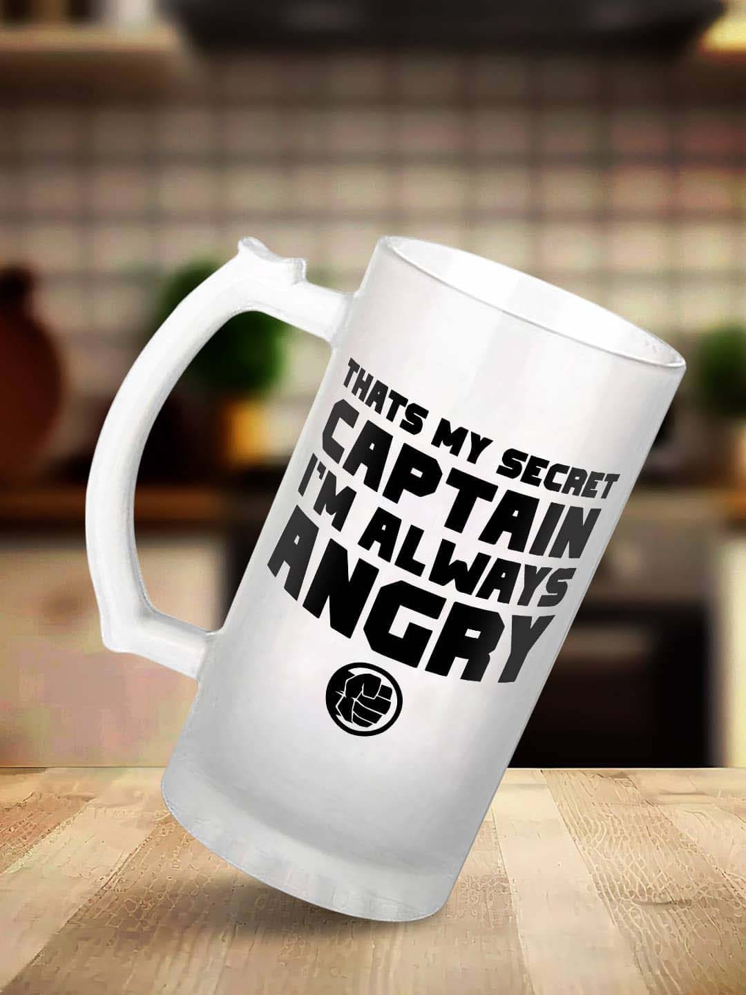 

macmerise Marvel Transparent & Black Printed Glass Matte Mugs 475 ml