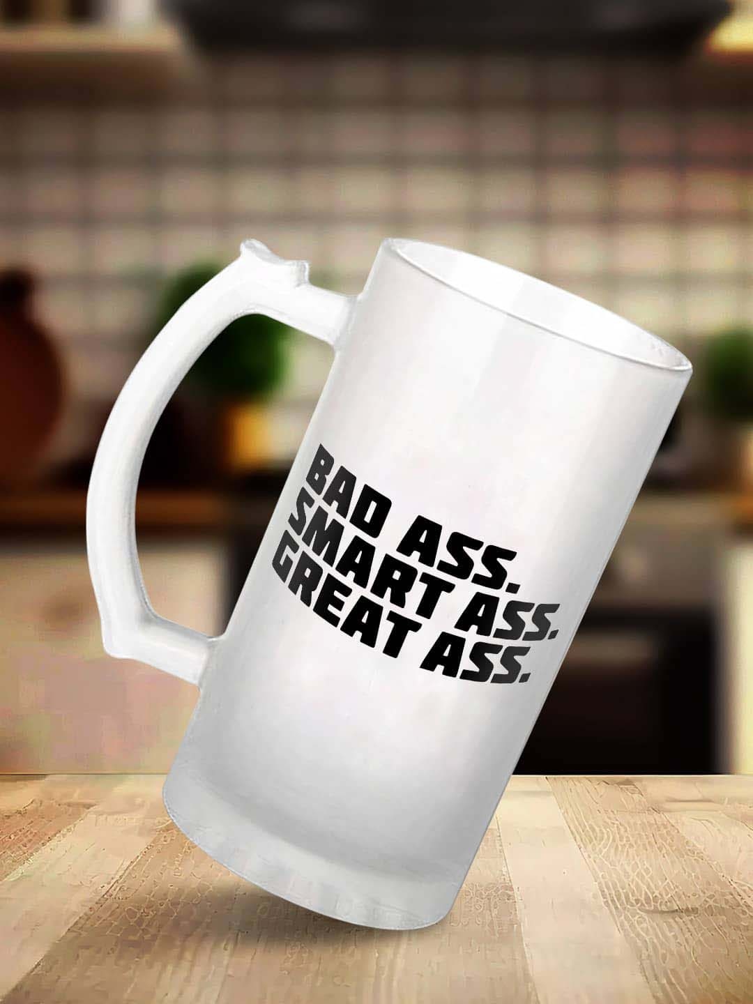 

macmerise Transparent & Black Text or Slogans Printed Glass Matte Mug 475 ml