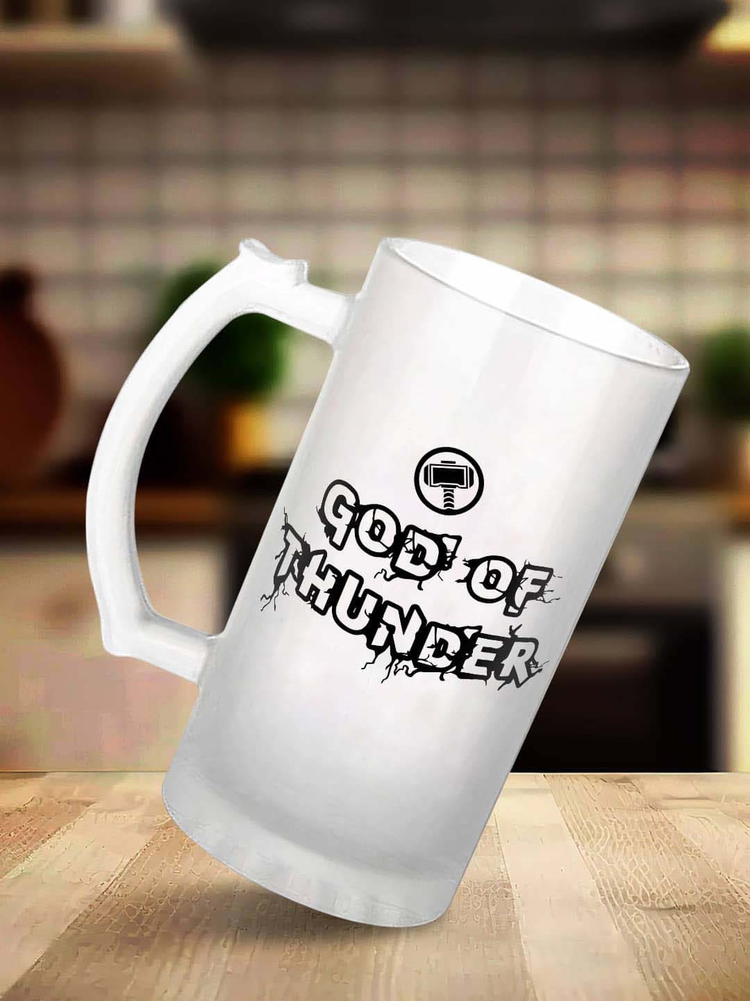 

macmerise Transparent & Black Printed Glass Matte Mug 475 ML