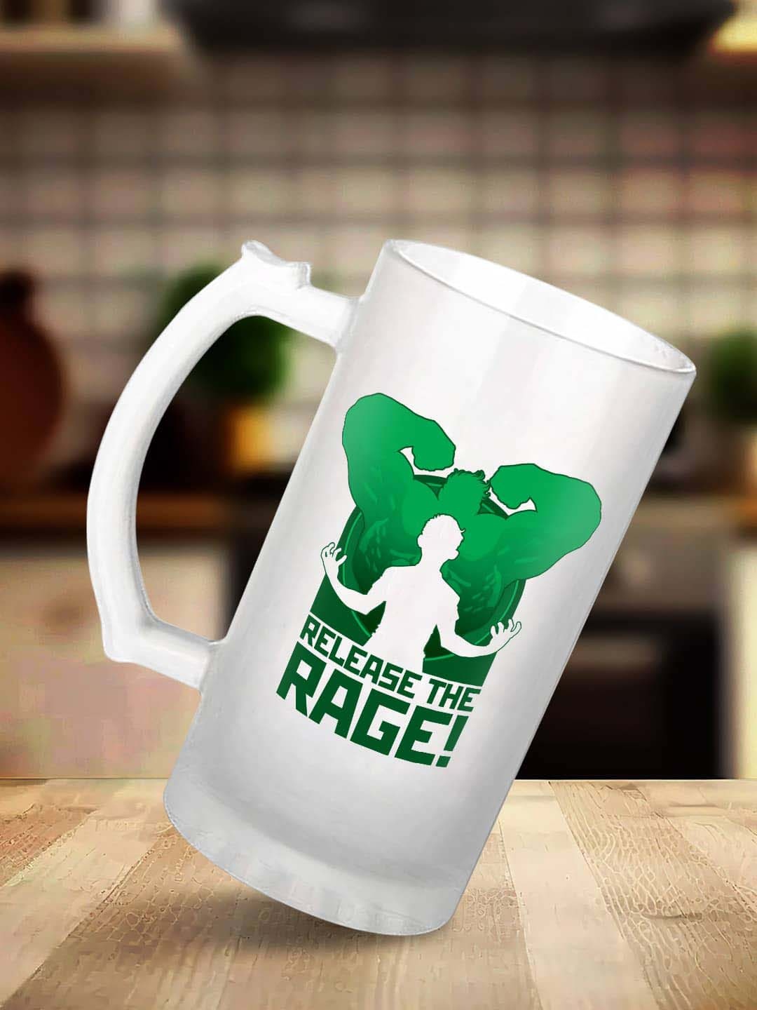 

macmerise Marvel Transparent & Green Printed Glass Matte Mugs 475 ml