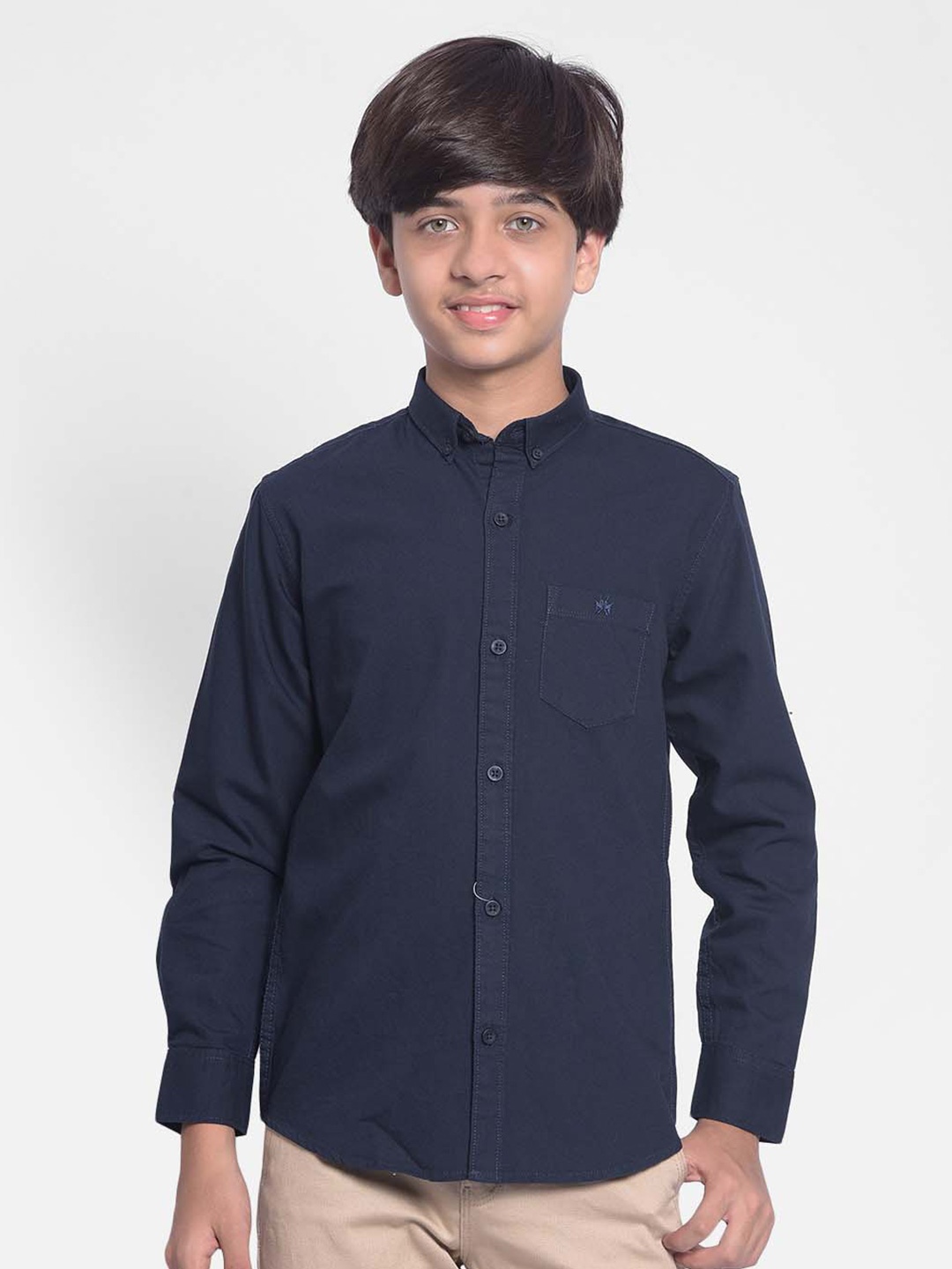 

Crimsoune Club Boys Slim Fit Opaque Cotton Casual Shirt, Navy blue