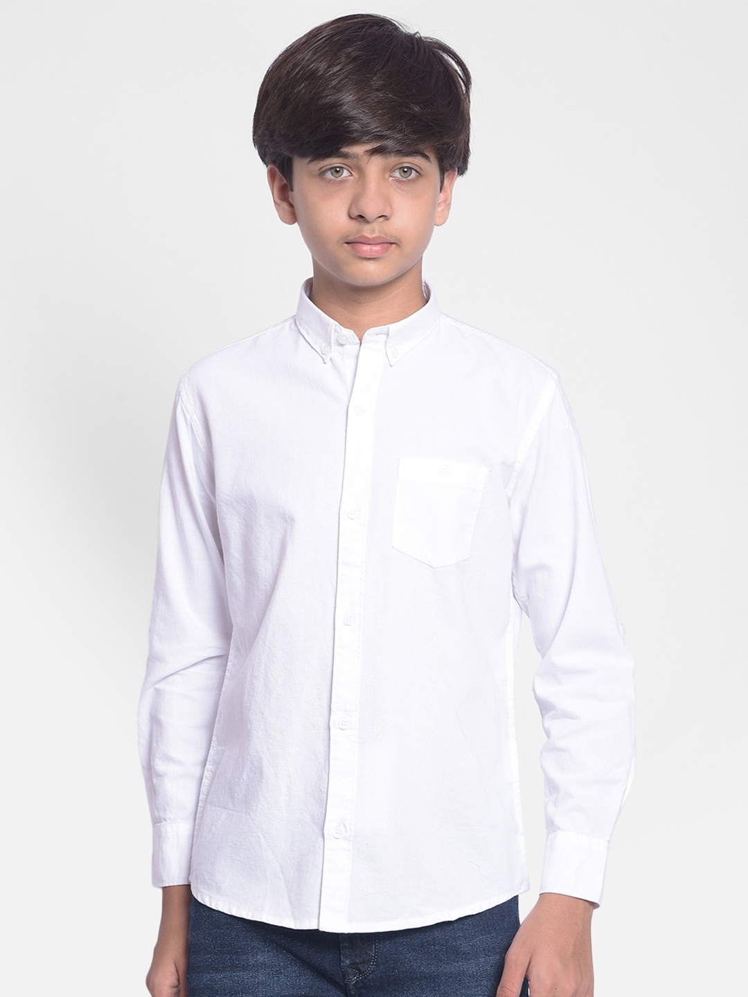 

Crimsoune Club Boys Slim Fit Cotton Casual Shirt, White