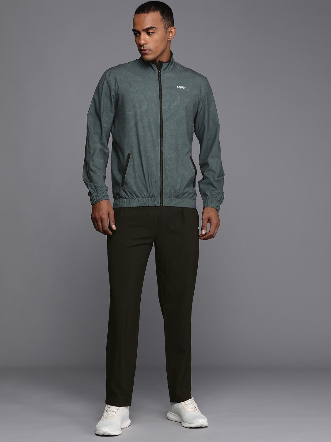 

HRX by Hrithik Roshan Men Abstract Rapid-Dry Tracksuits, Grey