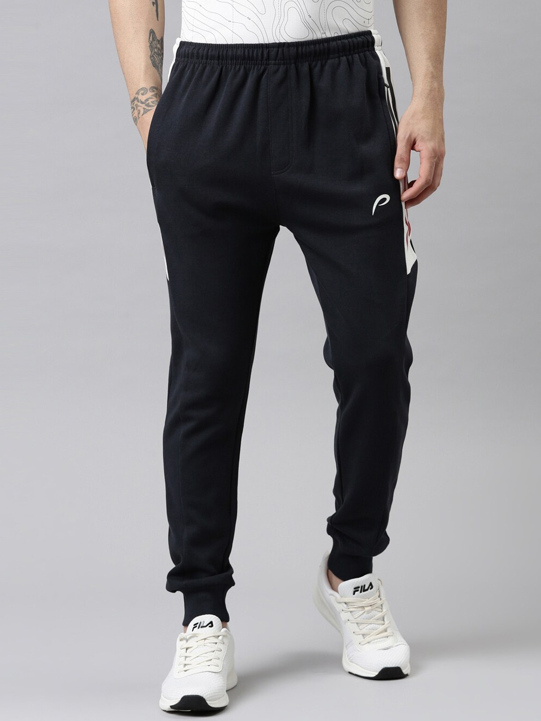 

Proline Men Mid-Rise Cotton Joggers, Navy blue