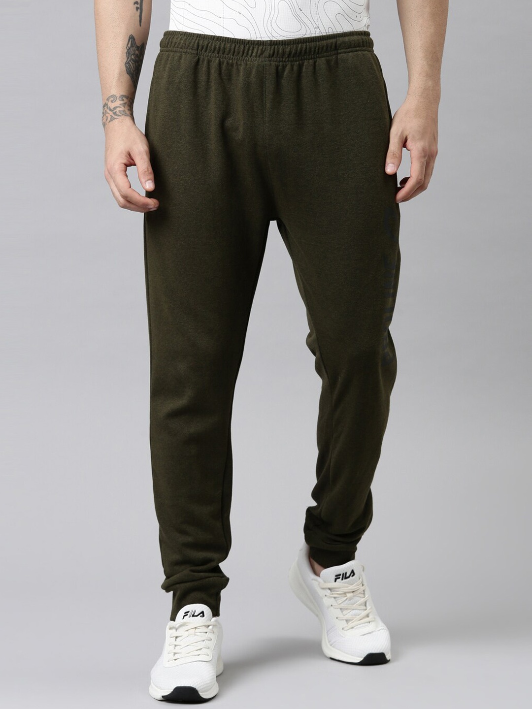 

Proline Men Mid-Rise Cotton Sports Joggers, Olive