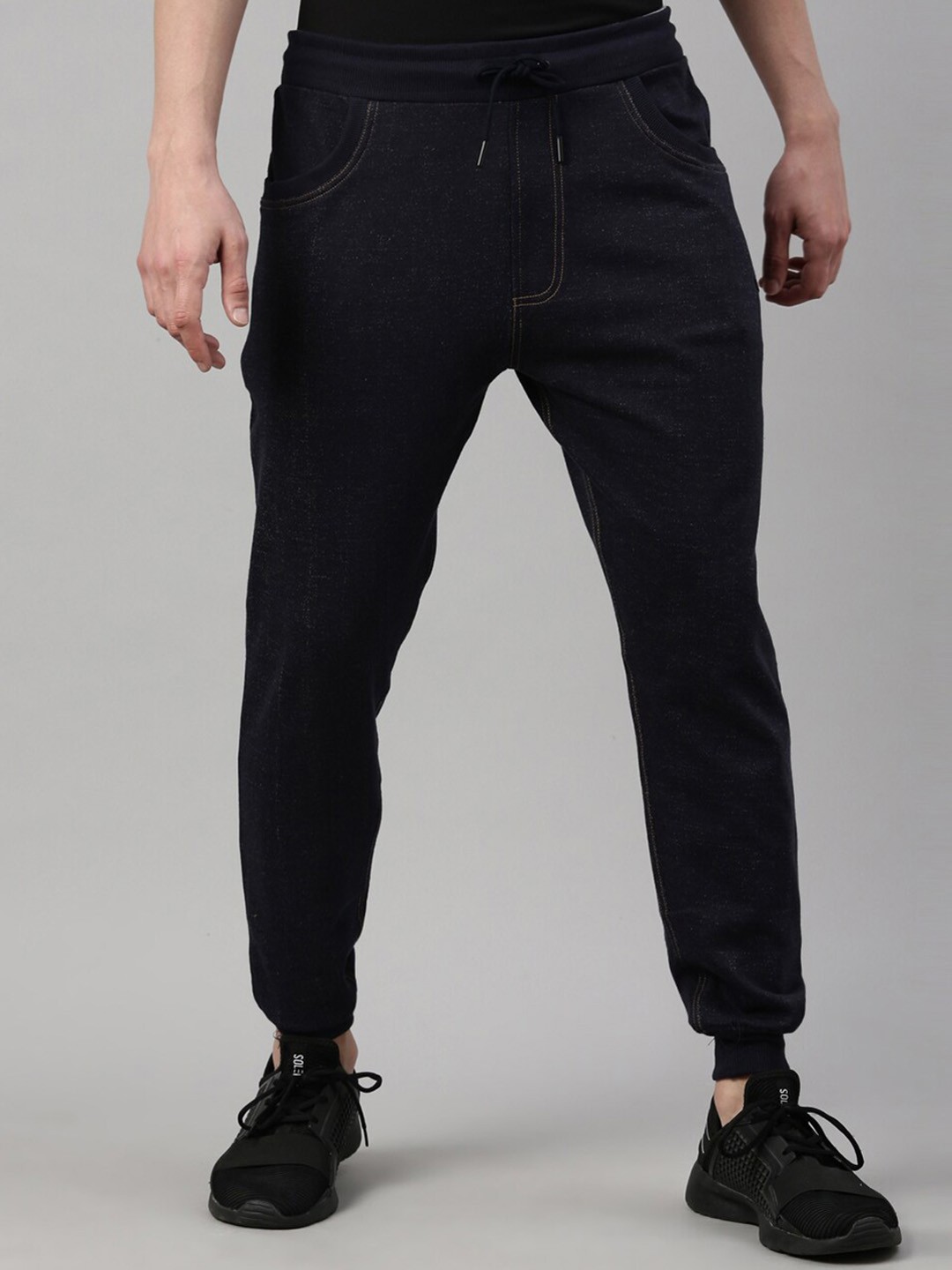 

Proline Men Mid-Rise Cotton Joggers, Navy blue