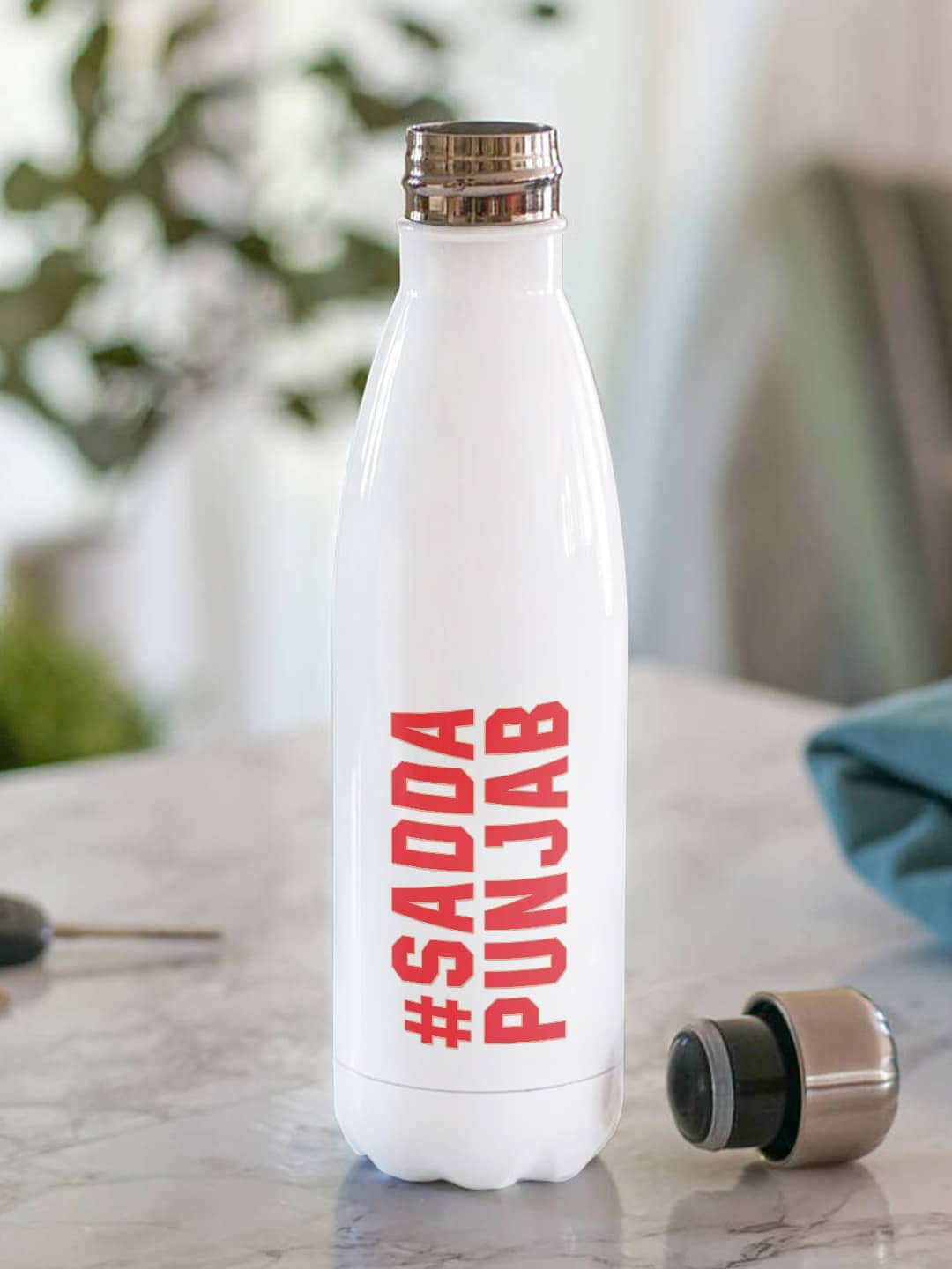

macmerise White Punjab Kings Logo Design Leak Proof Stainless Steel Water Bottle 500 ml