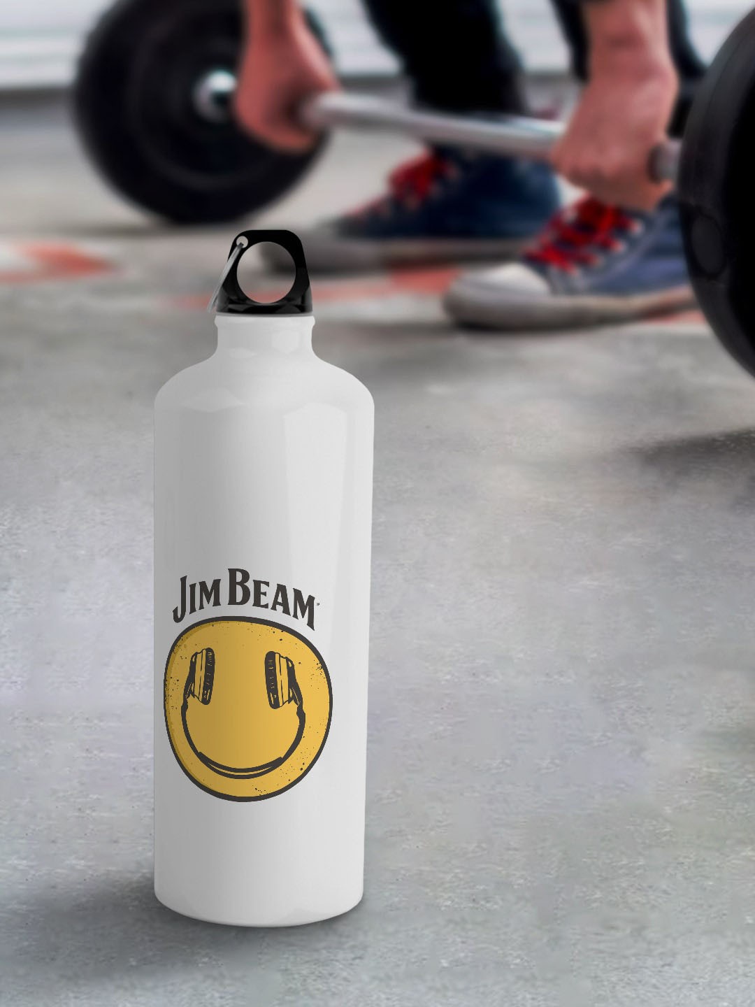 

macmerise White Leak Proof Jim Beam Smiley Design Alluminium Water Bottle 750ml