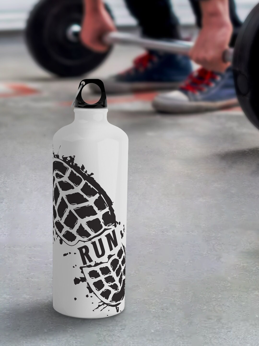 

macmerise White & Black Leak Proof Marathon Run Design Aluminium Water Bottle 750 ML