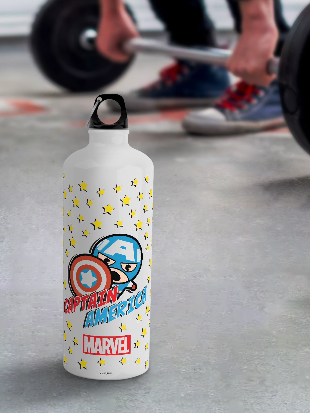 

macmerise Marvel White Leak Proof Kawaii Captain America Aluminium Water Bottle 750ml