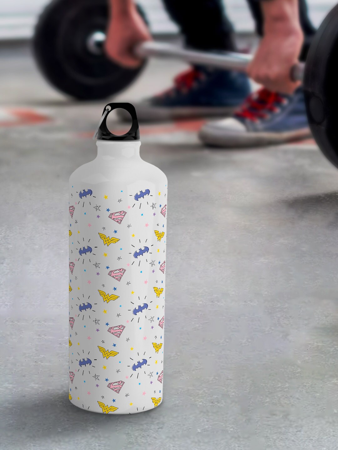 

macmerise DC Comics White Leak Proof JL Trio Pattern Design Aluminium Water Bottle 750 ml