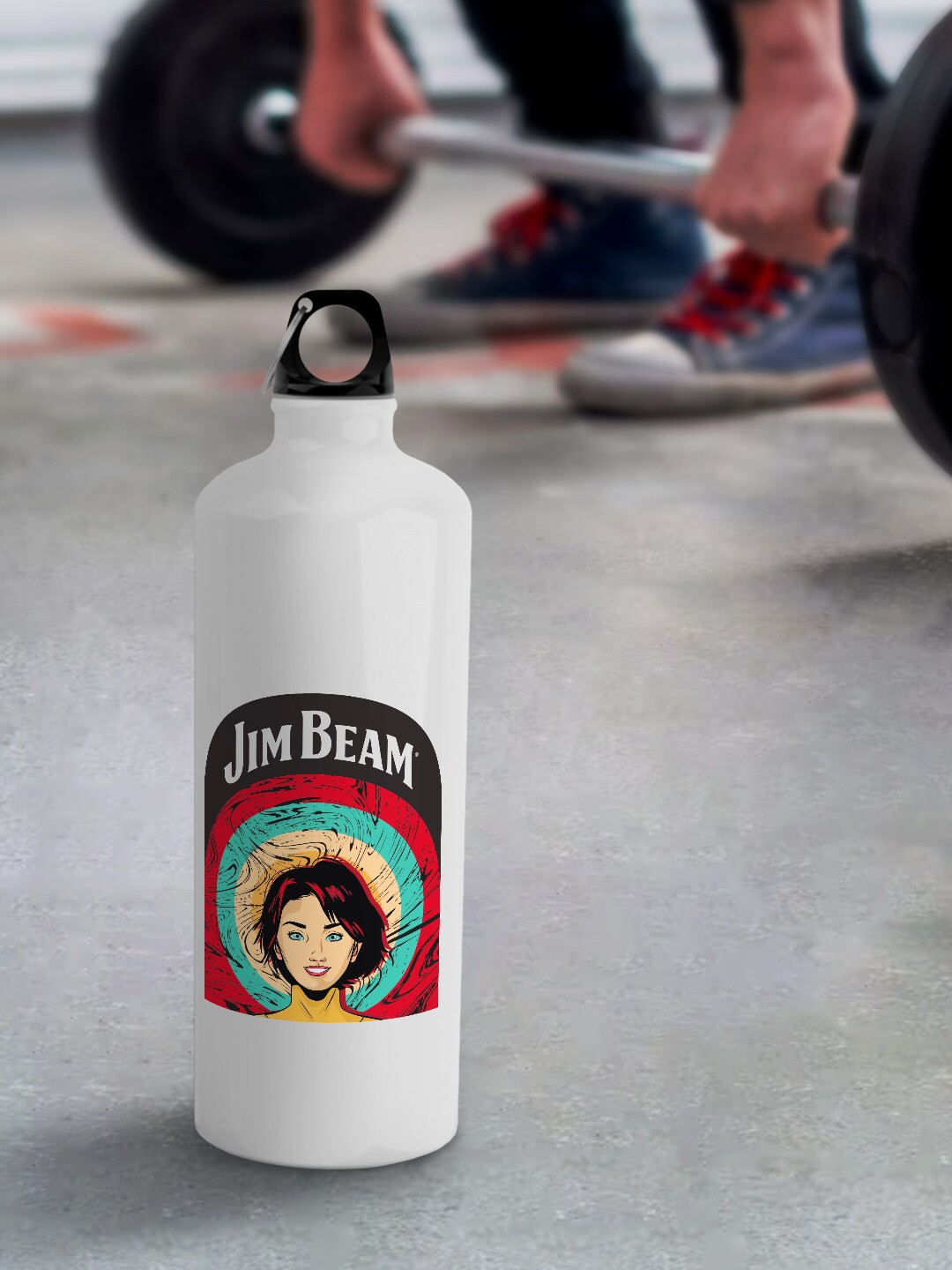 

macmerise Leak Proof Jim Beam Character Design Aluminium Water Bottle 750 Ml, White