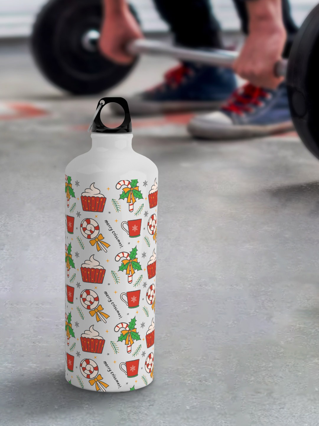 

macmerise White Leak Proof Christmas Cup Cake Pattern Design Aluminium Water Bottle 750 ml
