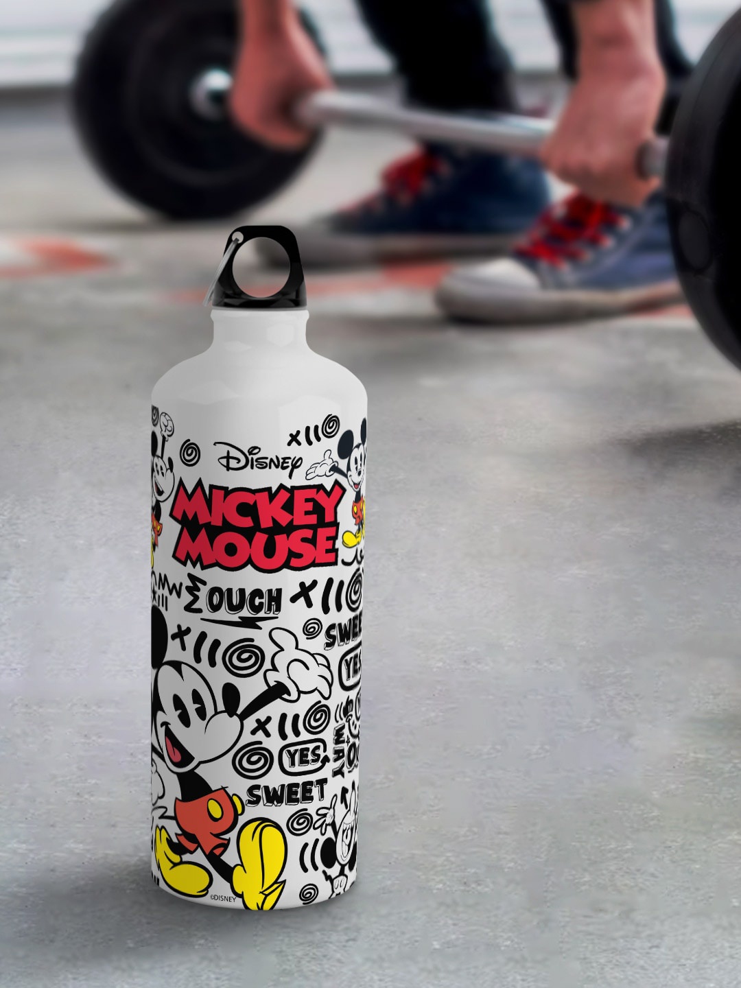 

macmerise White Disney Leak Proof Mickey Graffiti Design Aluminium Water Bottle 750 ml