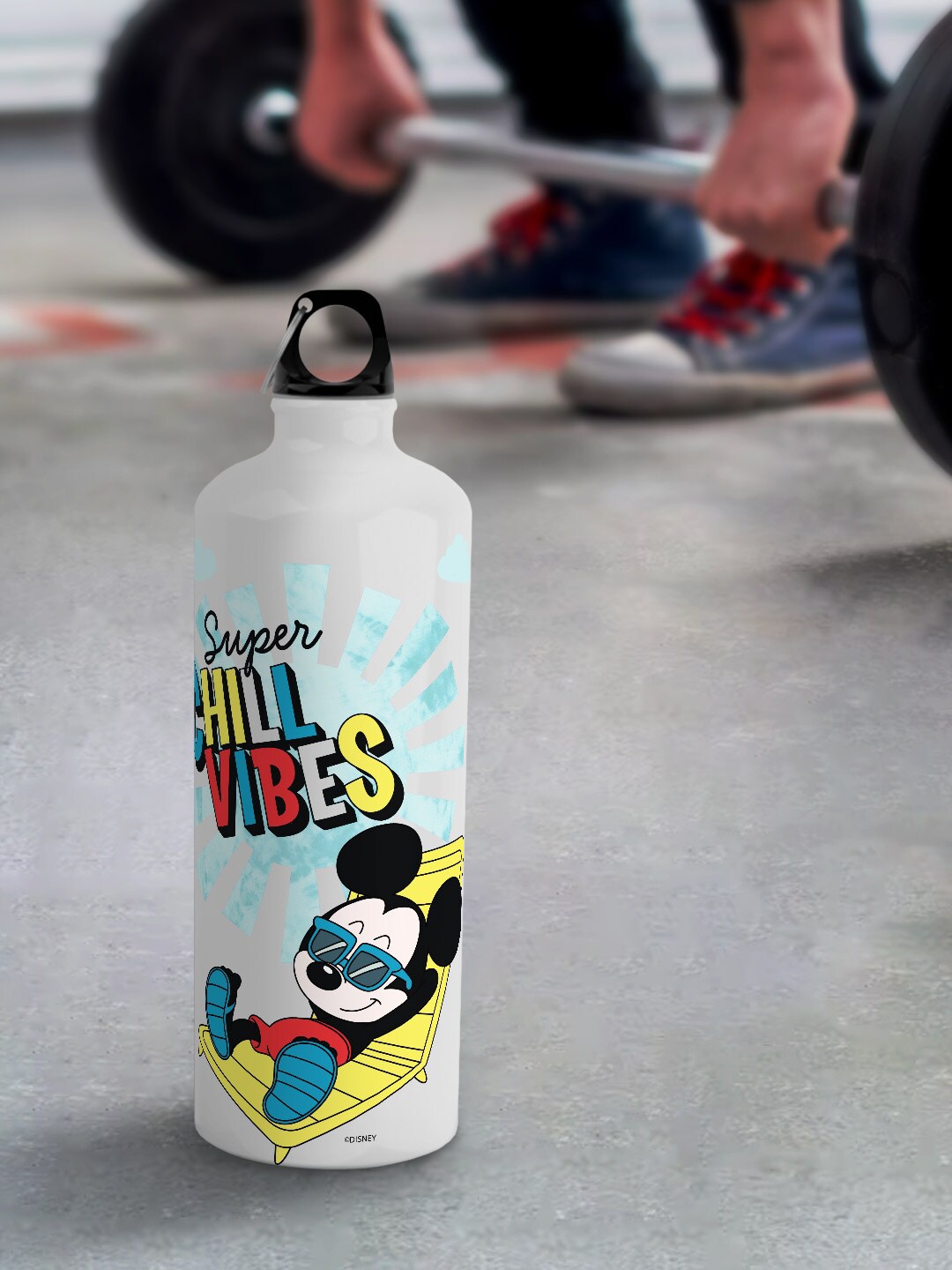 

macmerise Disney White Leak Proof Mickey Chilling Design Aluminium Water Bottle 750 ml