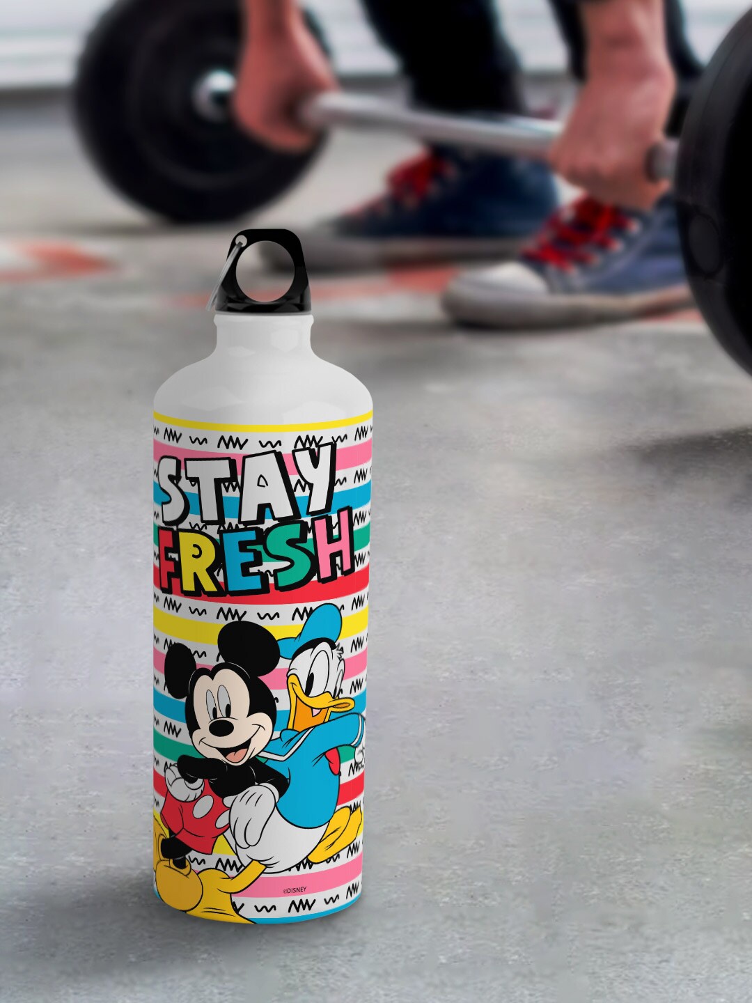 

macmerise Disney White Leak Proof Stay Fresh Mickey Design Aluminium Water Bottle 750 ml