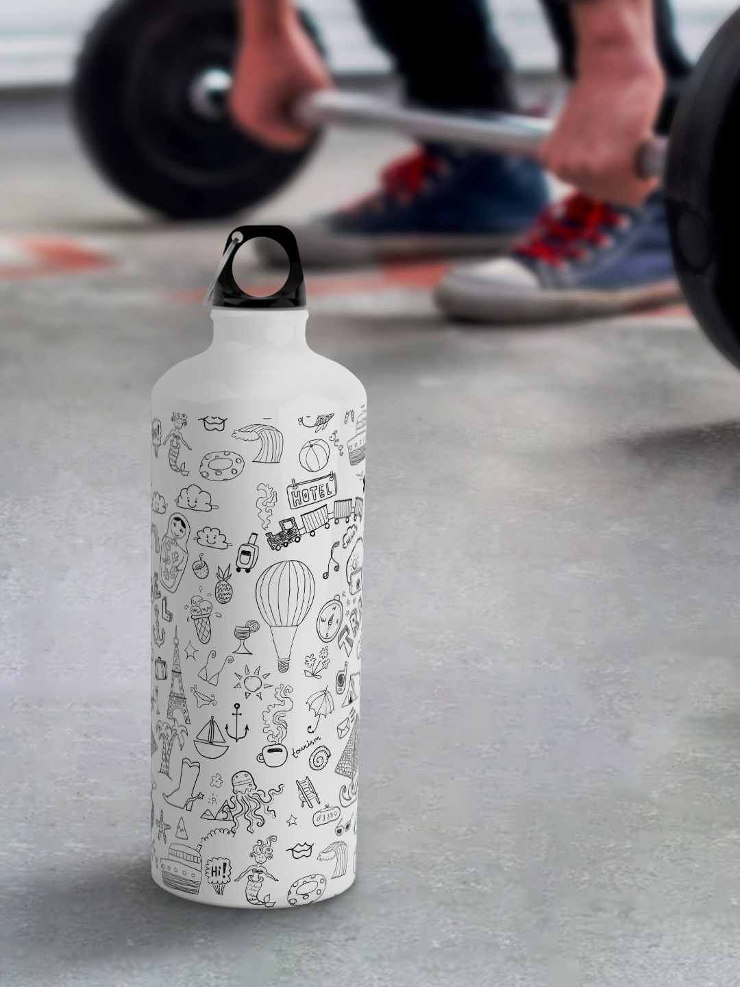 

macmerise Leak Proof Travel Doodle Design Aluminium Water Bottle 750 Ml, White