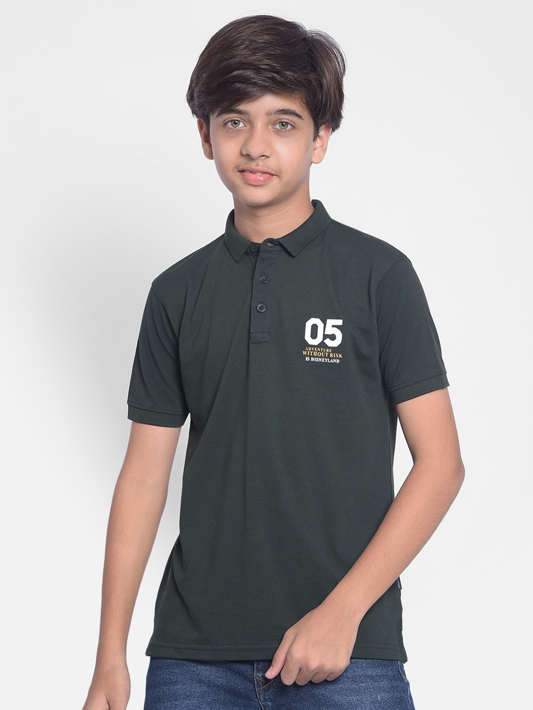 

Crimsoune Club Boys Polo Collar Slim Fit Casual T-shirt, Green