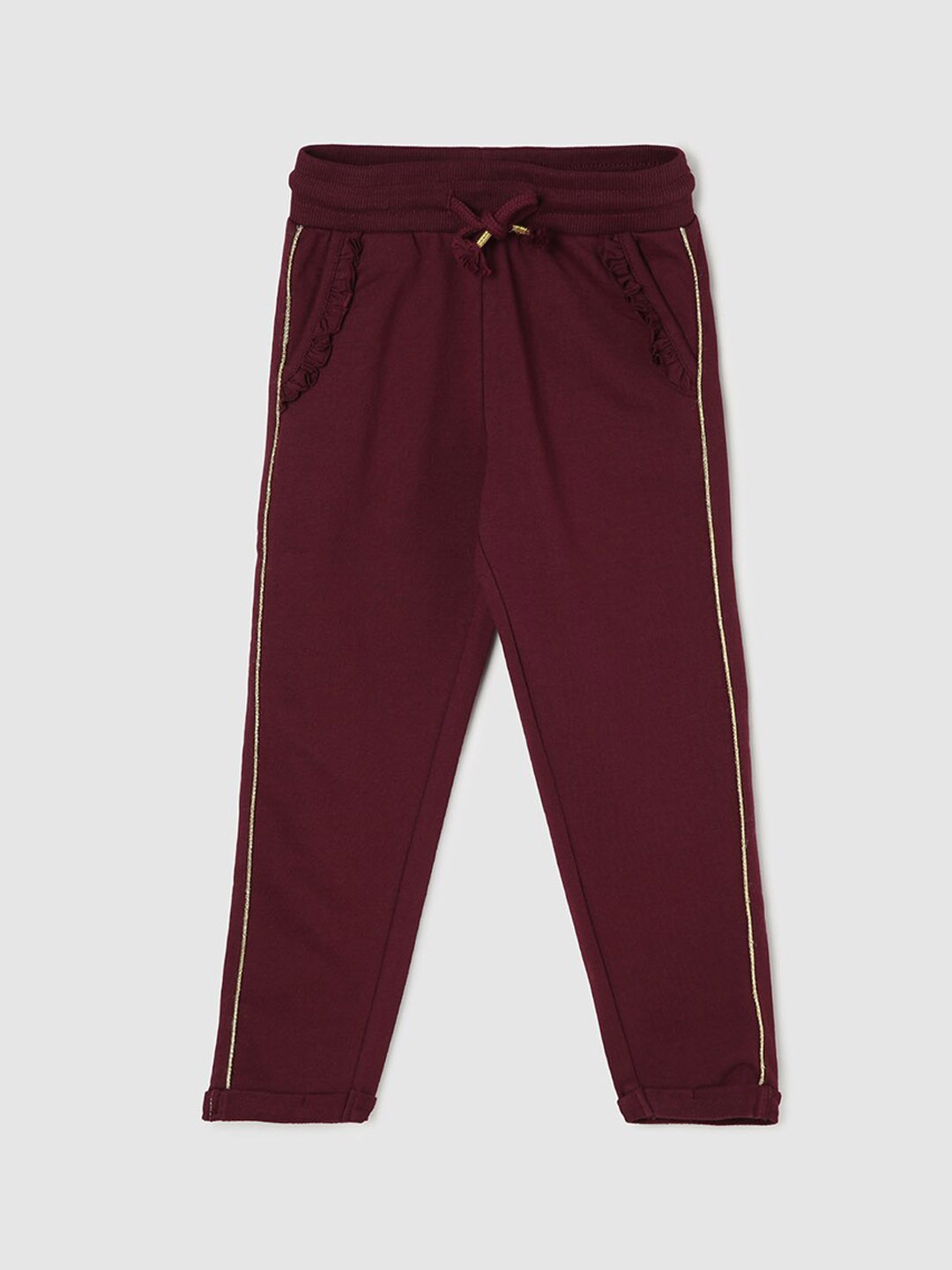 

max Girls Mid-Rise Pure Cotton Track Pants, Maroon