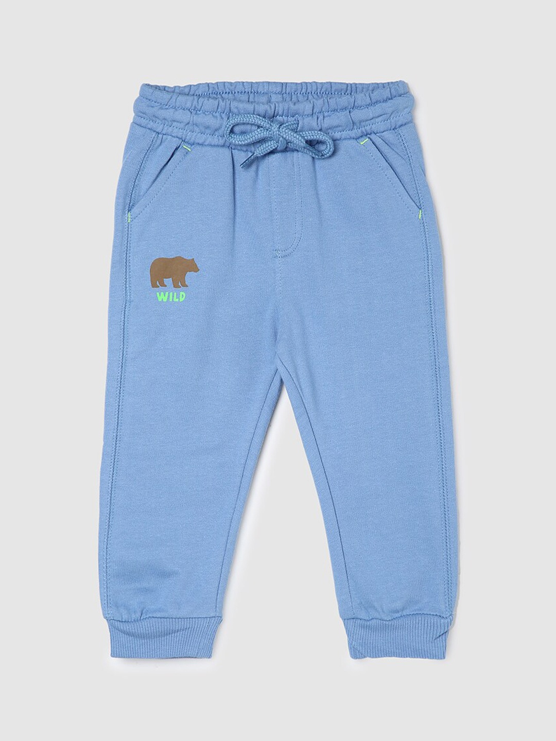 

max Infant Boys Mid-Rise Pure Cotton Joggers, Blue