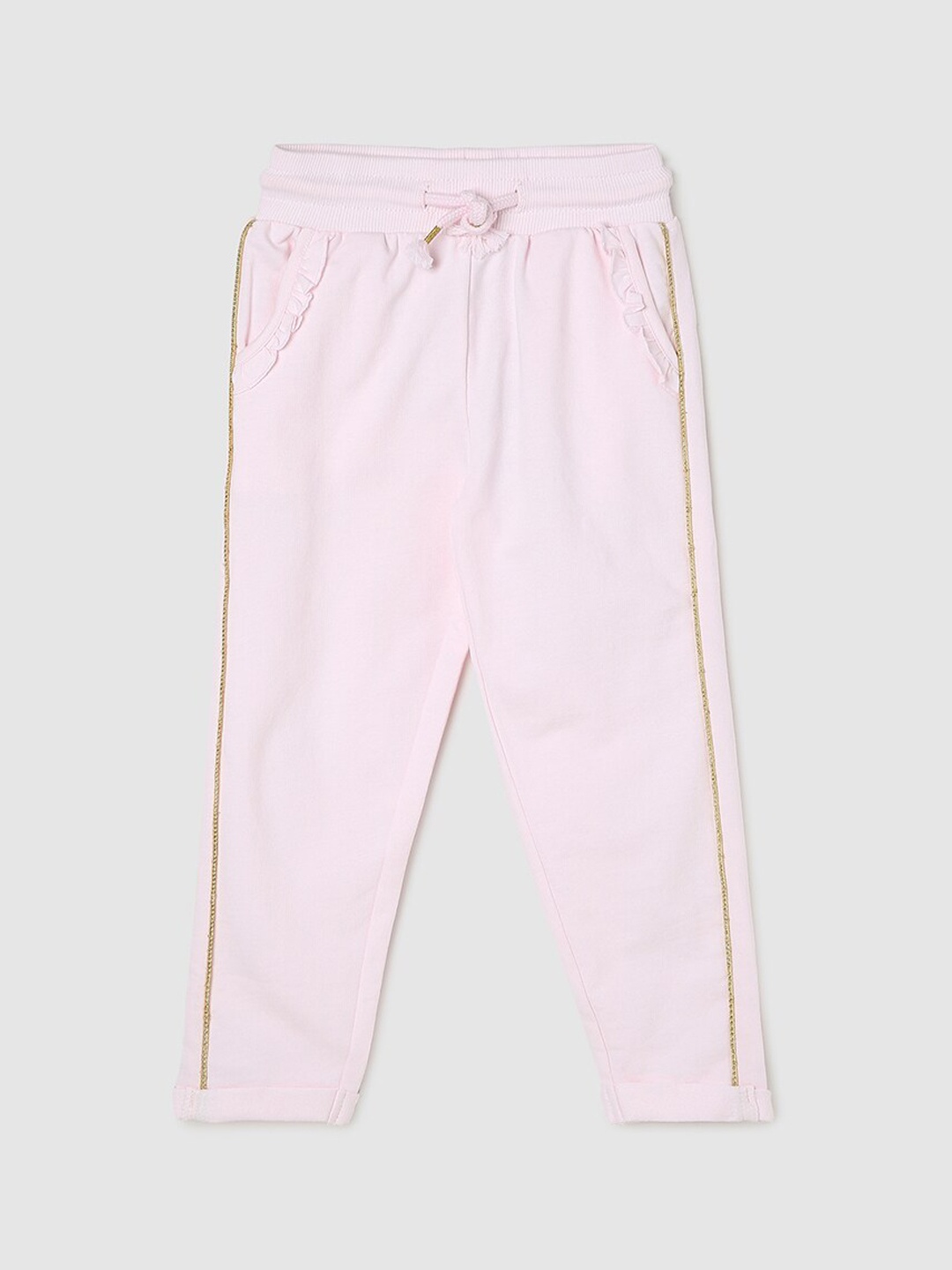 

max Girls Mid-Rise Pure Cotton Track Pants, Pink