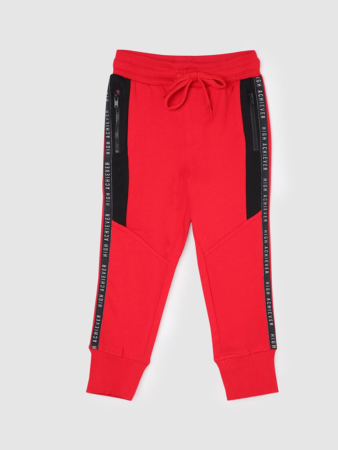 

max Boys Mid-Rise Pure Cotton Joggers, Red