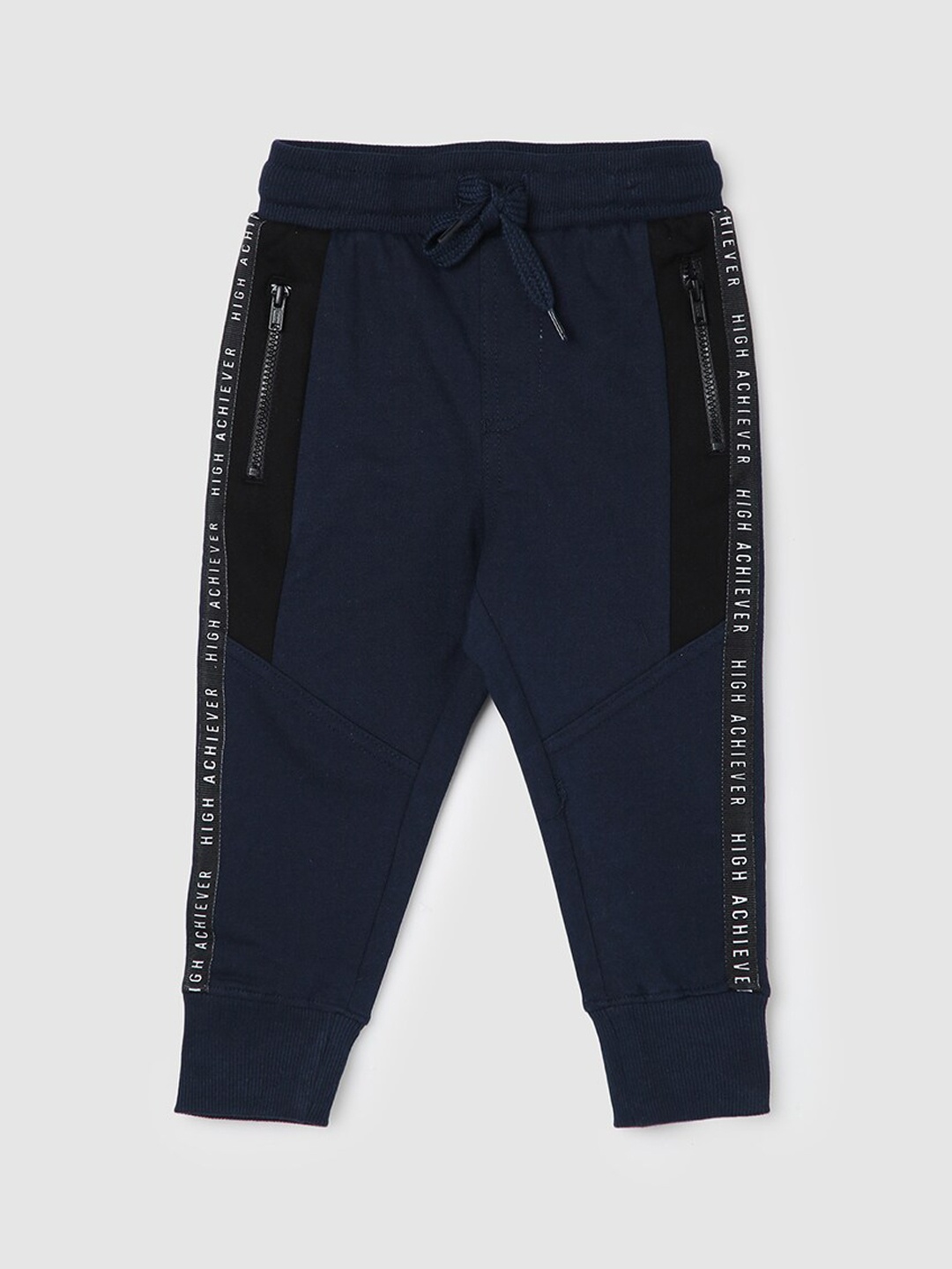 

max Boys Mid-Rise Pure Cotton Joggers, Navy blue