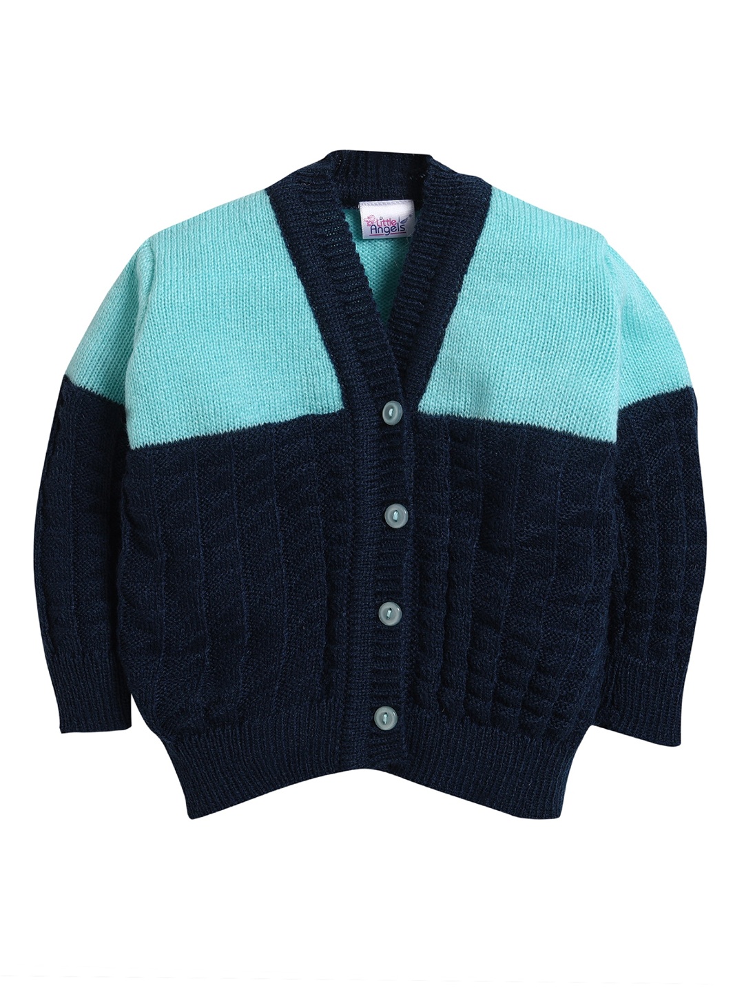 

Little Angels Infant Kids Colourblocked Cardigan Acrylic Sweater, Navy blue