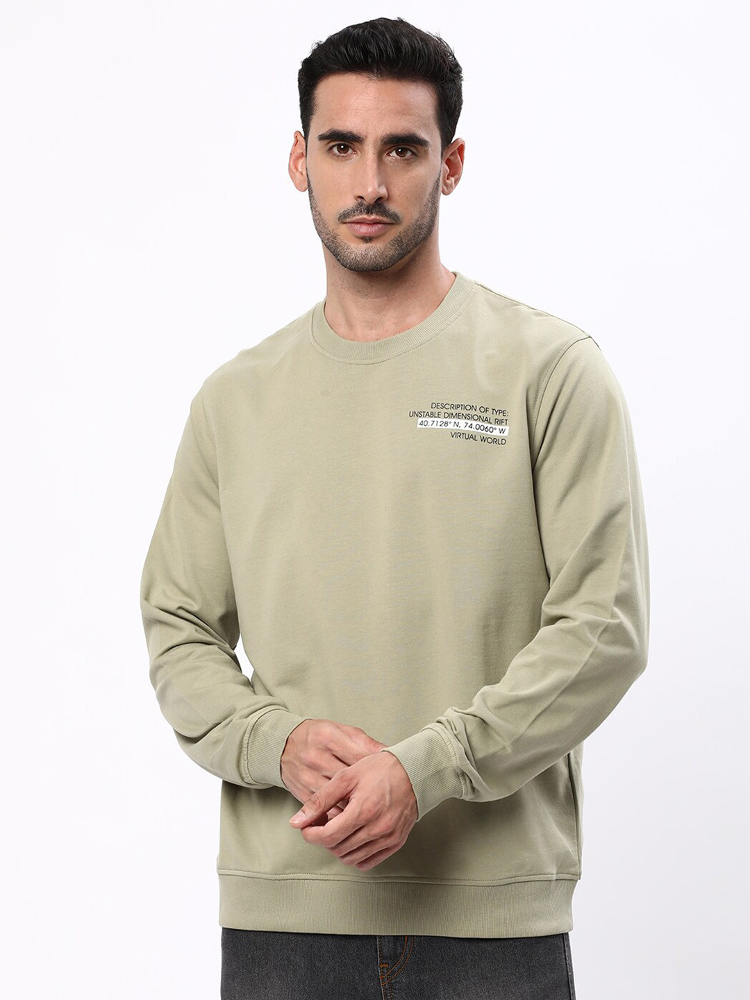 

R&B Cotton Pullover Sweatshirt, Green