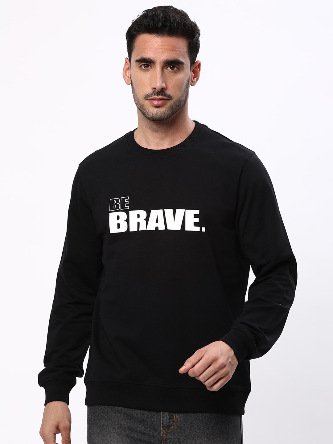 

R&B Men Black Printed Sweatshirt