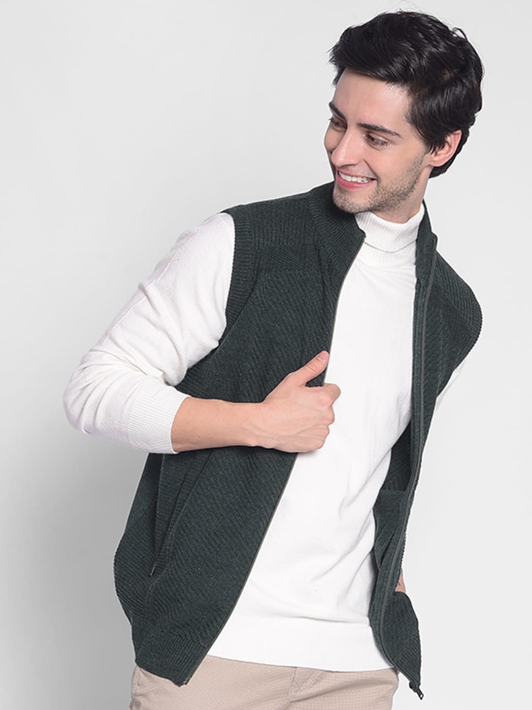

Crimsoune Club Cable Knit Cardigan, Olive
