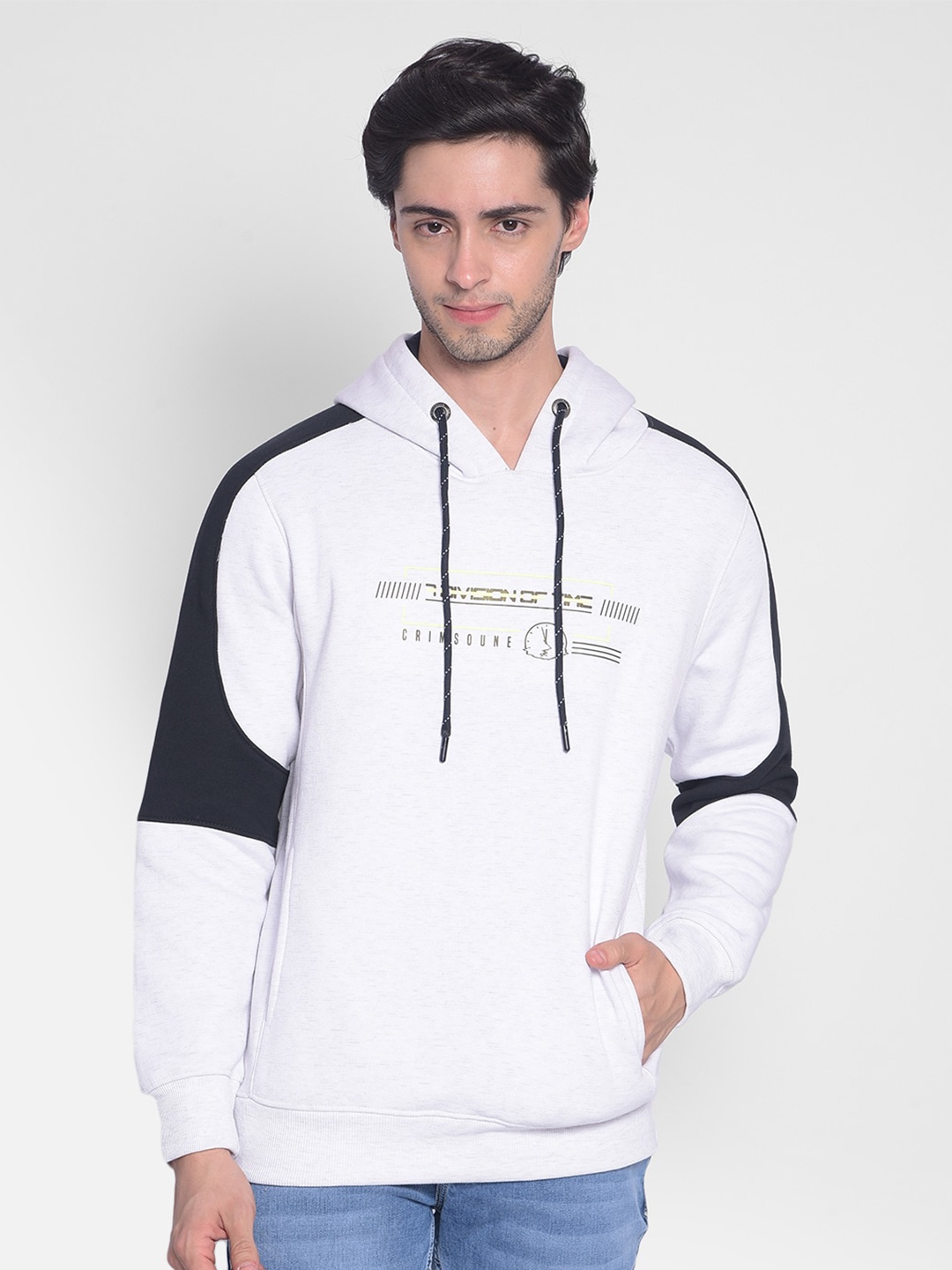 

Crimsoune Club Typography Printed Hooded Pullover, White