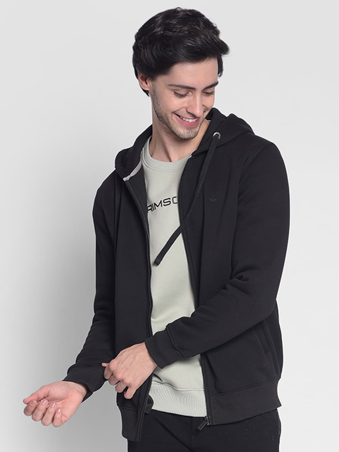 

Crimsoune Club Hooded Open Front Sweatshirt, Black