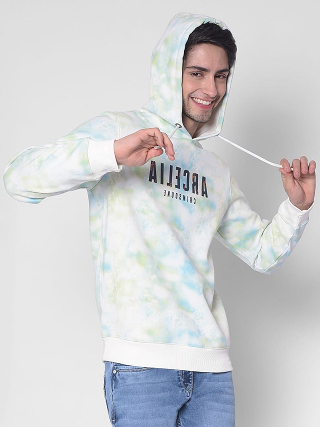 

Crimsoune Club Typography Printed Cotton Hooded Sweatshirt, White