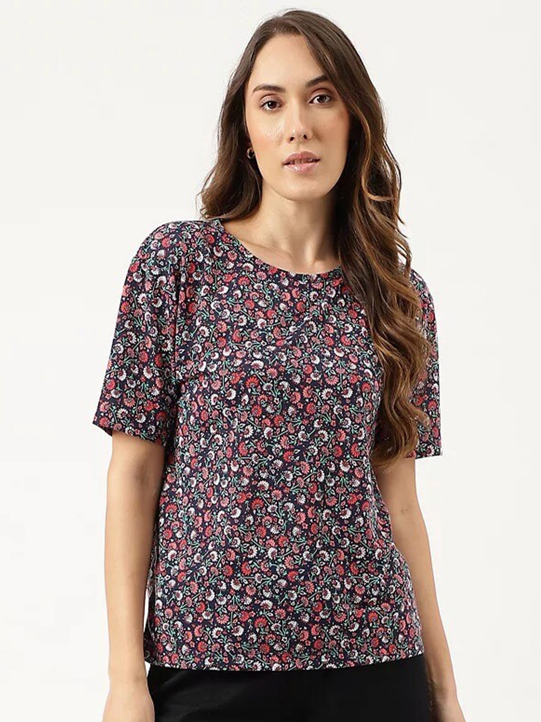 

Marks & Spencer Floral Print Top, Navy blue