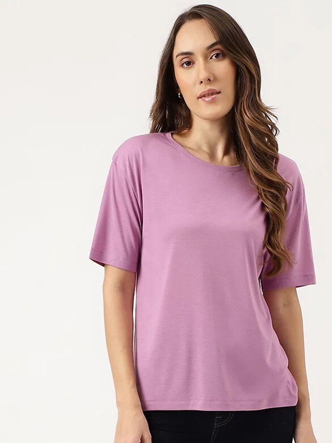 

Marks & Spencer Relaxed Fit Drop-Shoulder Sleeves T-shirt, Purple