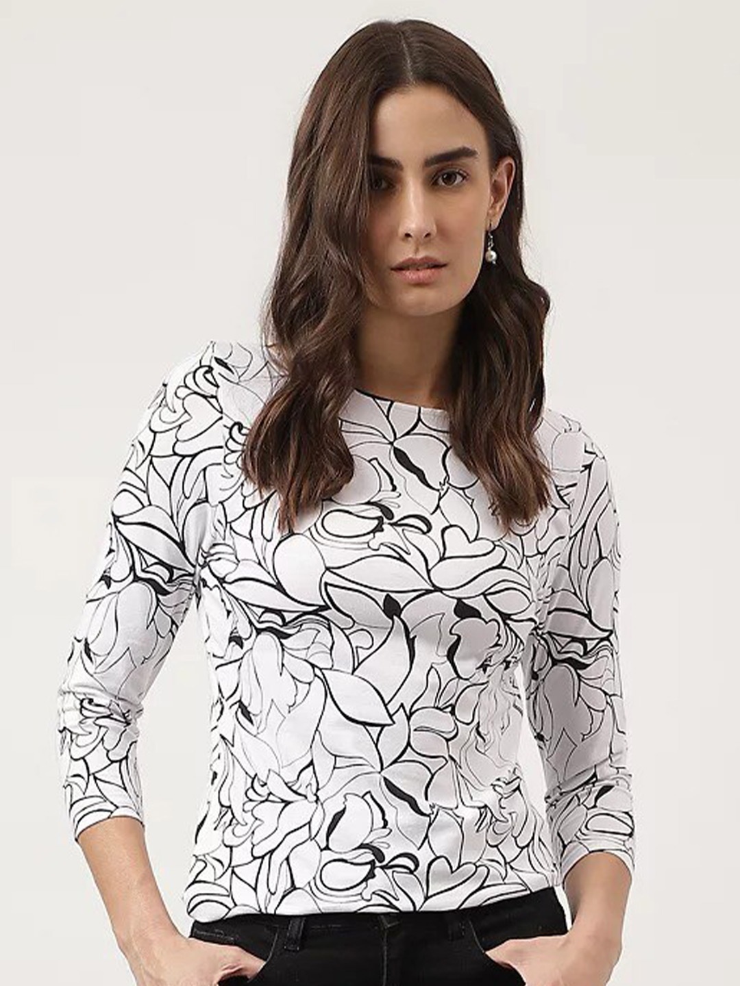 

Marks & Spencer Printed Slim Ft Monochrome T-shirt, White