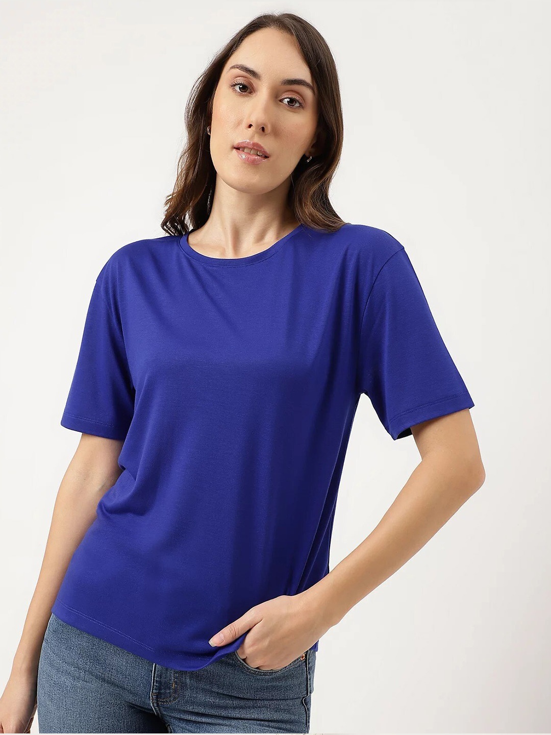 

Marks & Spencer Relaxed Fit Drop-Shoulder Sleeves T-shirt, Blue