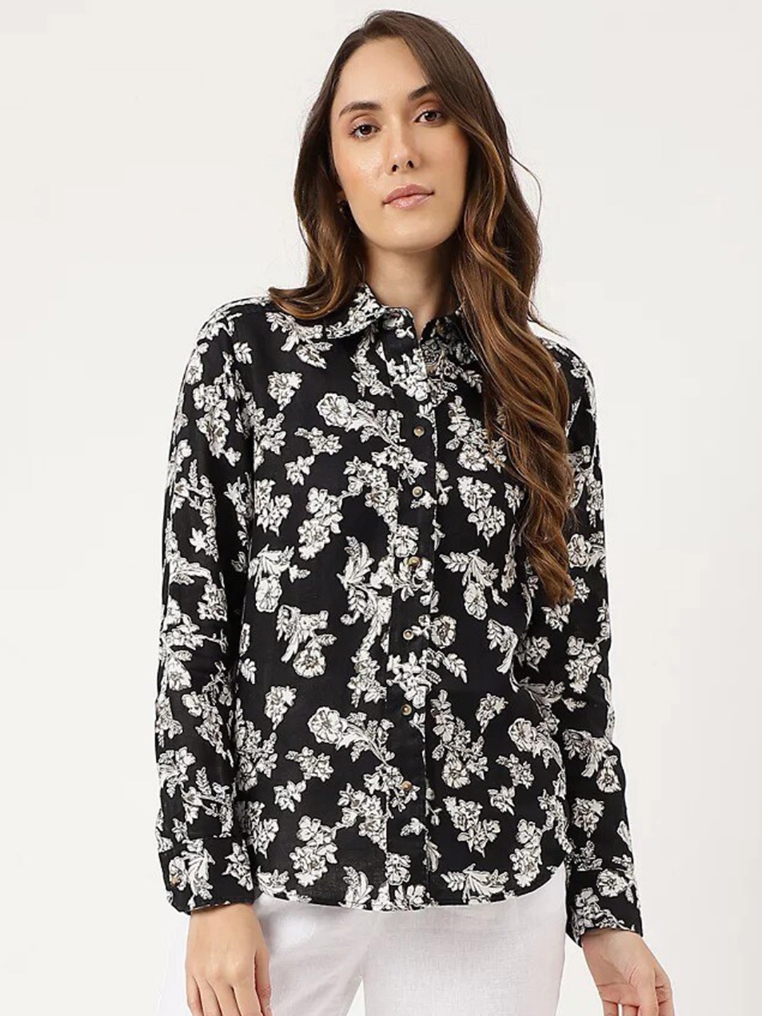 

Marks & Spencer Floral Printed Casual Shirt, Black