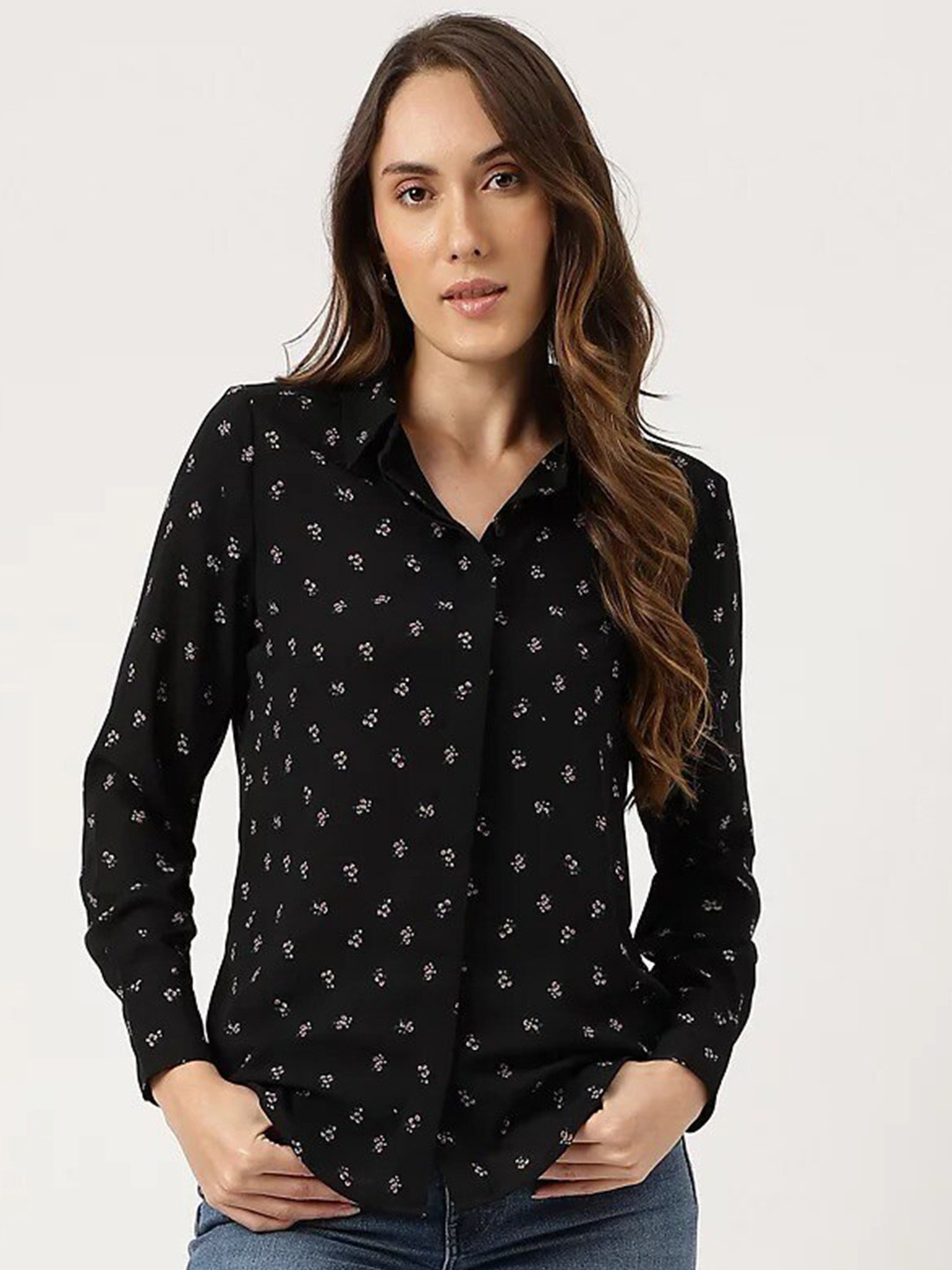 

Marks & Spencer Floral Printed Casual Shirt, Black