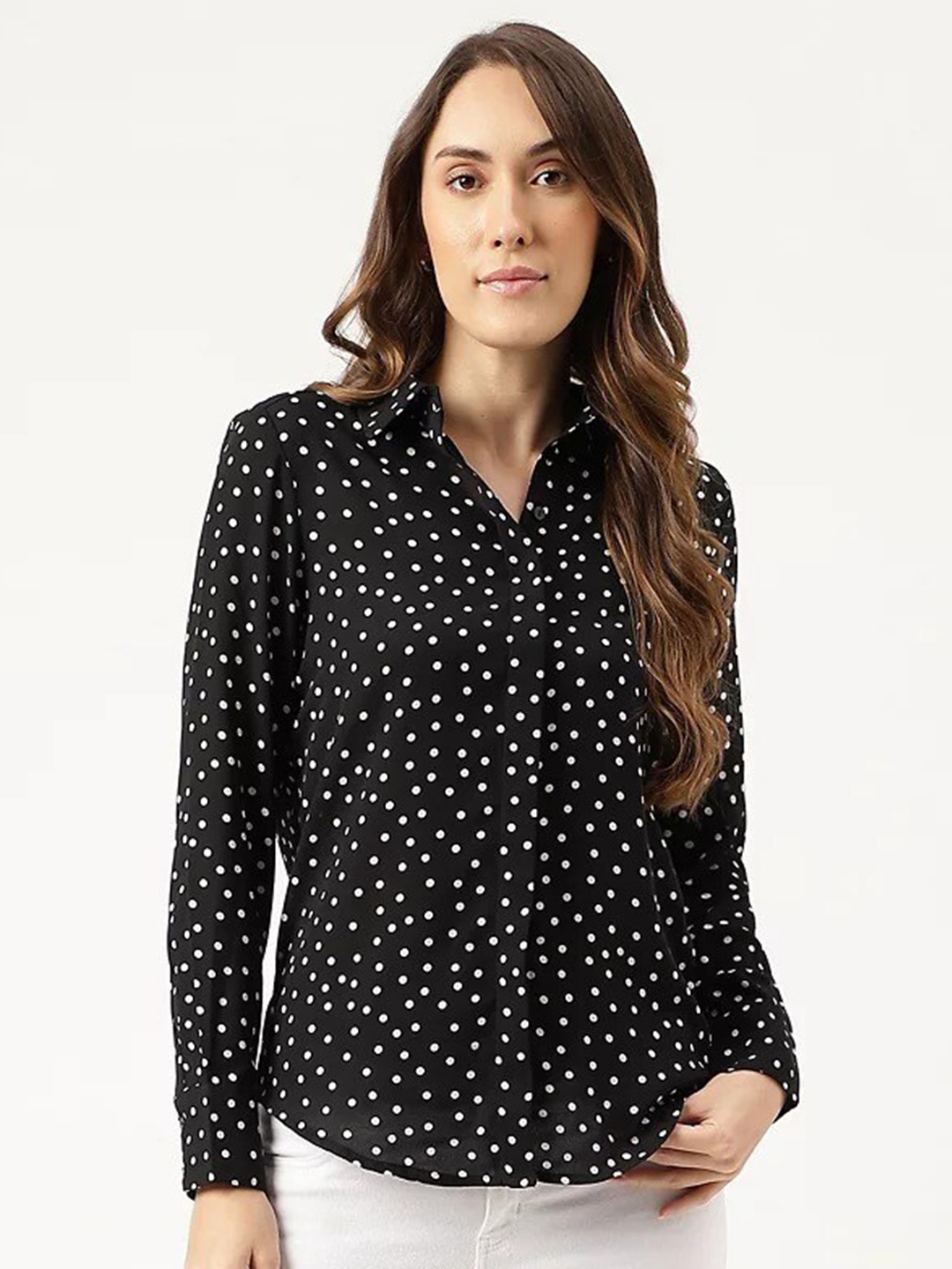 

Marks & Spencer Polka Dot Printed Casual Shirt, Black