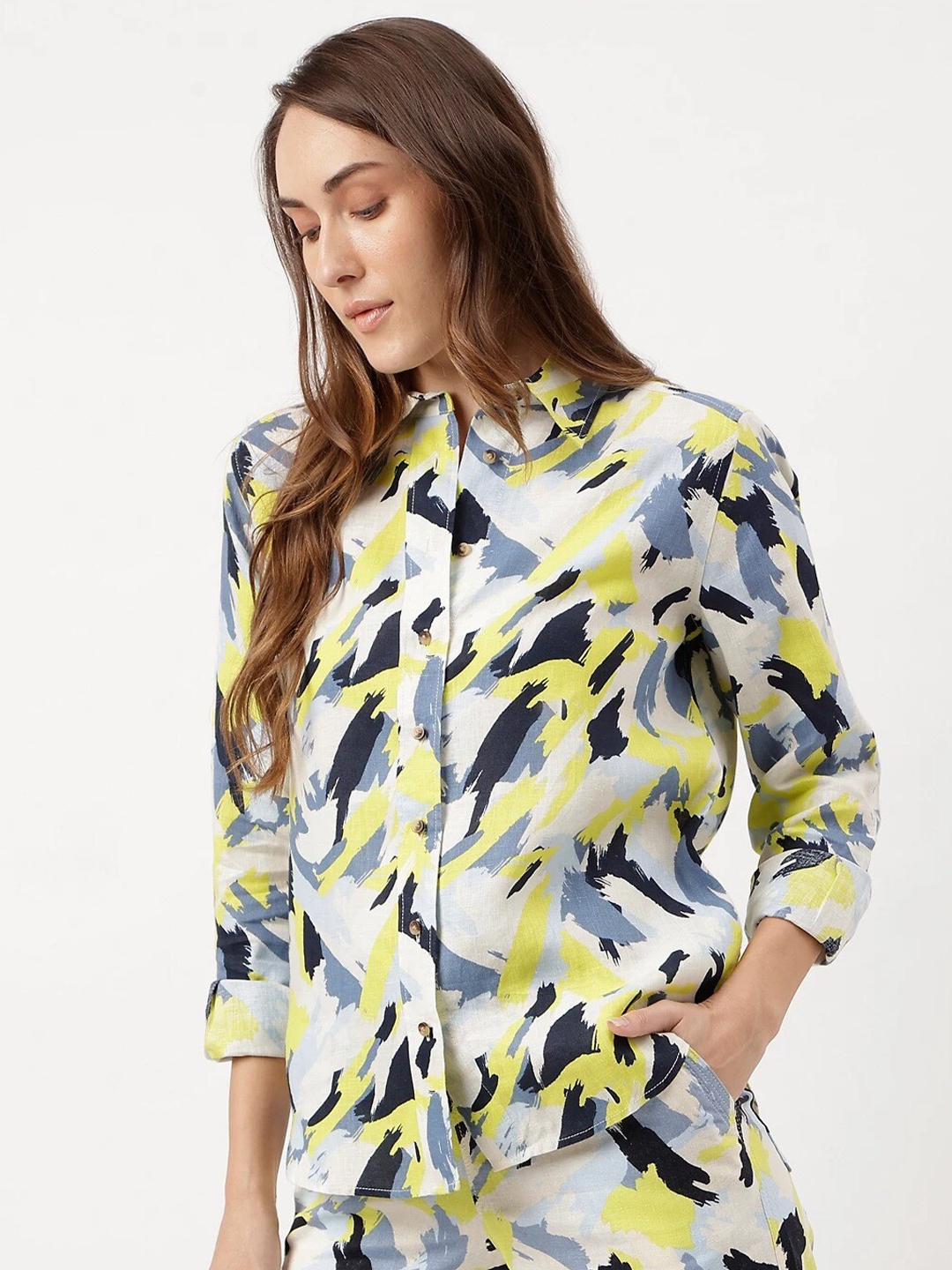 

Marks & Spencer Opaque Printed Casual Shirt, White