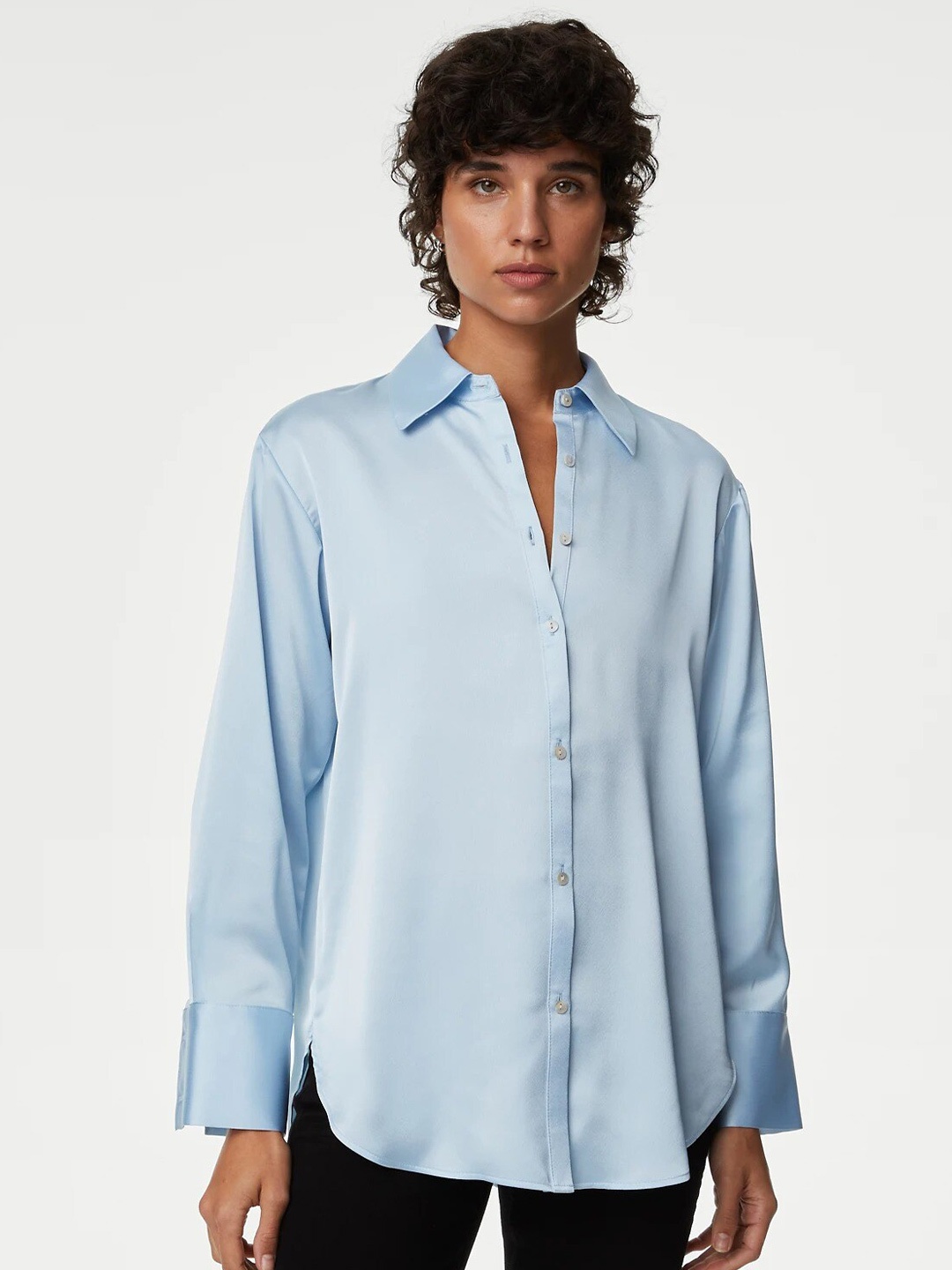 

Marks & Spencer Regular Fit Satin Casual Shirt, Blue
