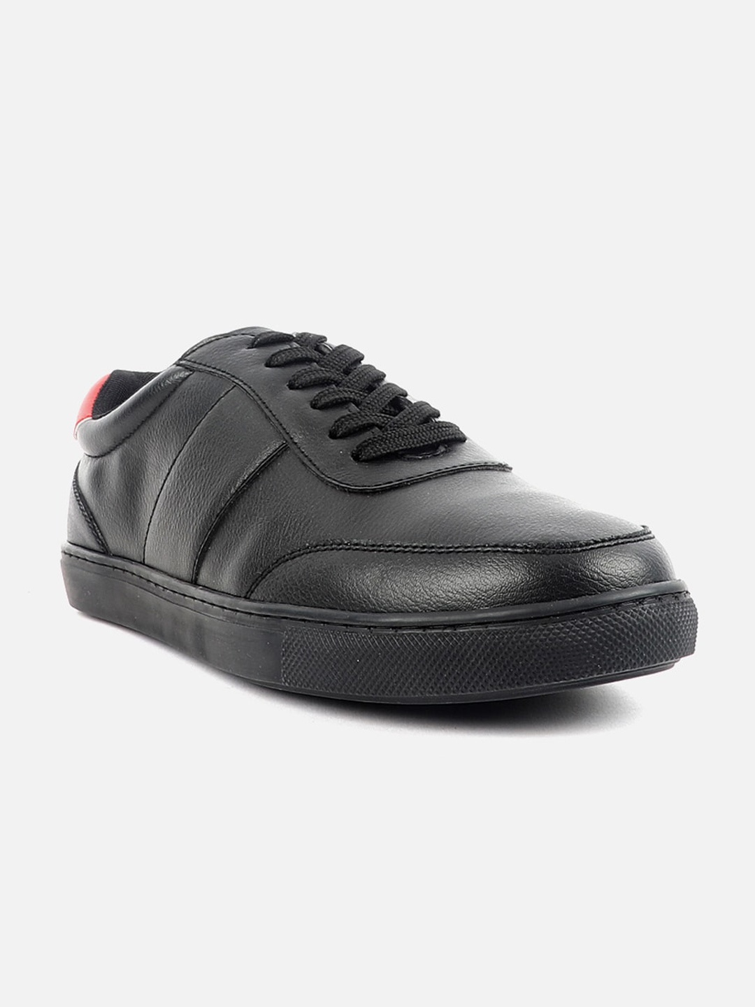 

Carlton London Men Textured Comfort Insole Basics Sneakers, Black