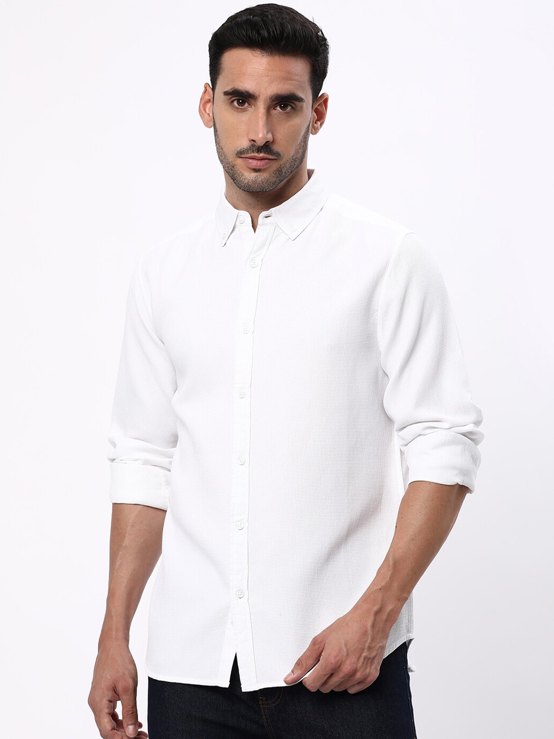 

R&B Cotton Opaque Casual Shirt, White