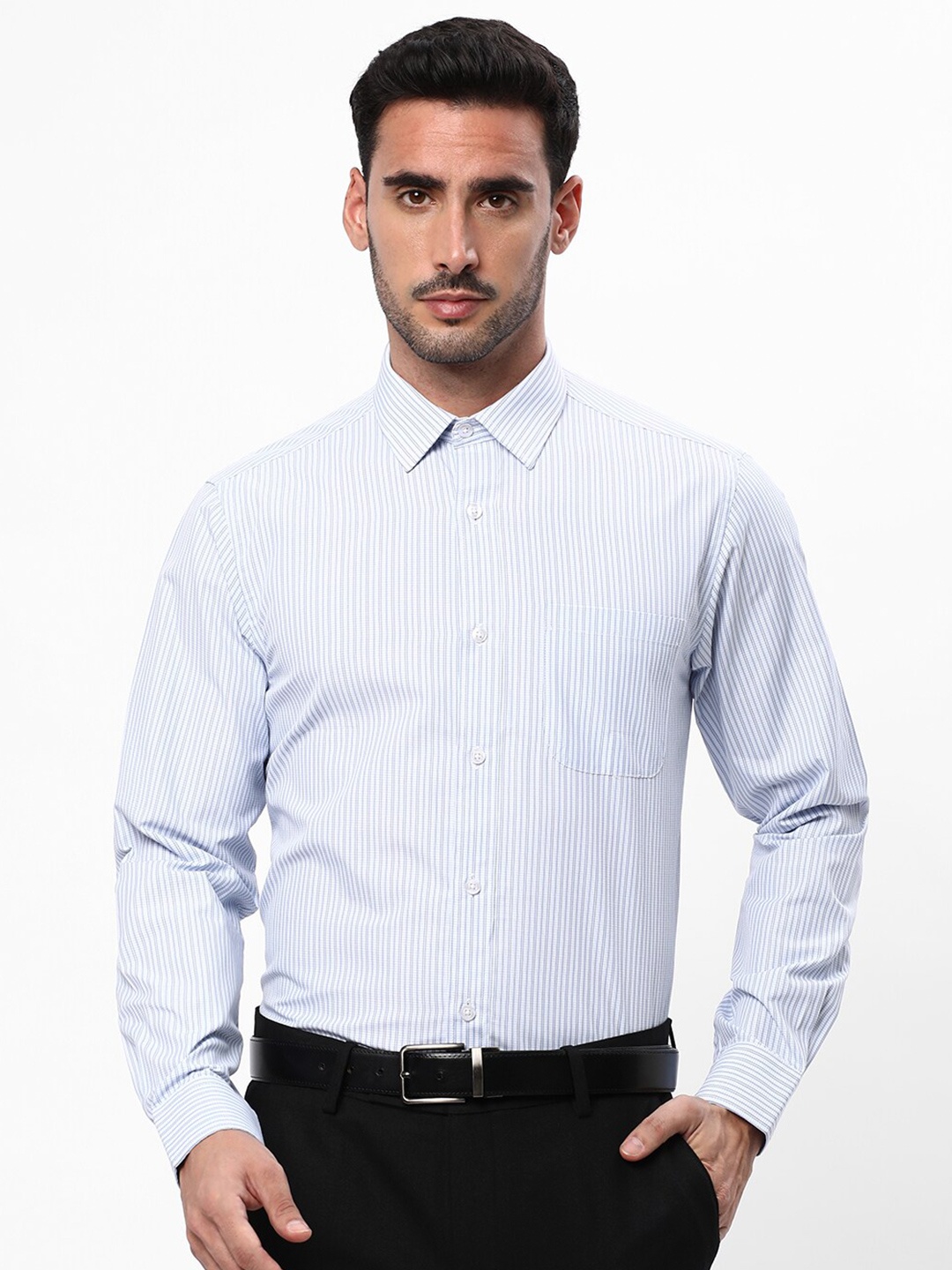 

R&B Vertical Striped Formal Shirt, Blue