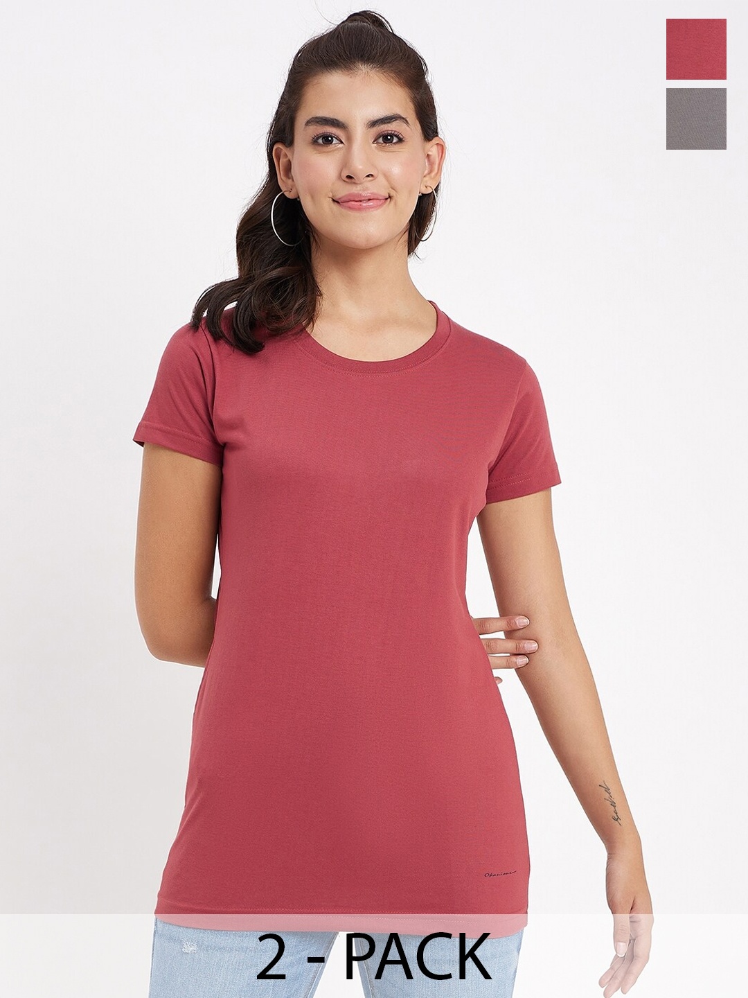 

Okane Pack of 2 Round Neck T-shirt, Red